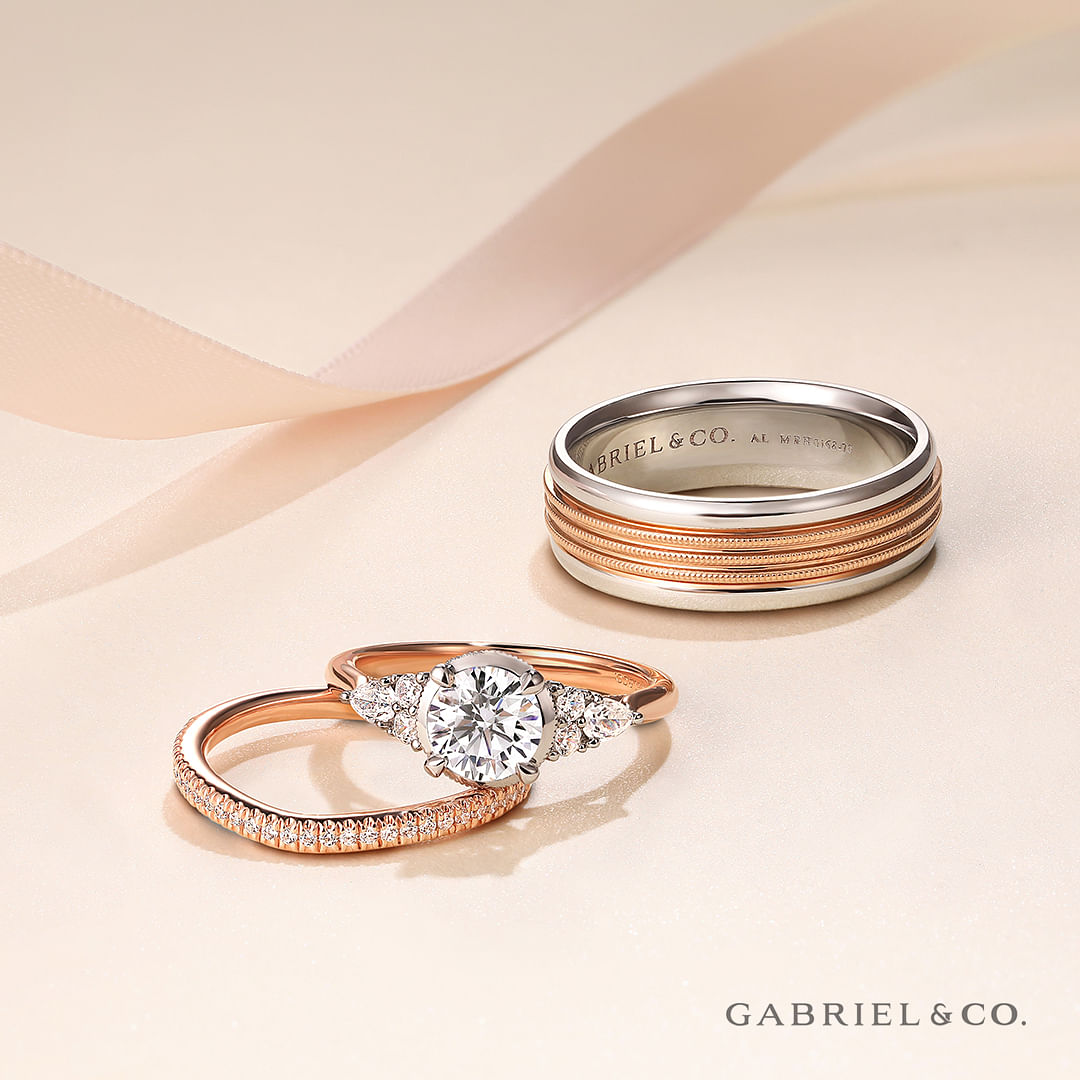 Vintage Inspired 14K White-Rose Gold Round Diamond Engagement Ring angle 