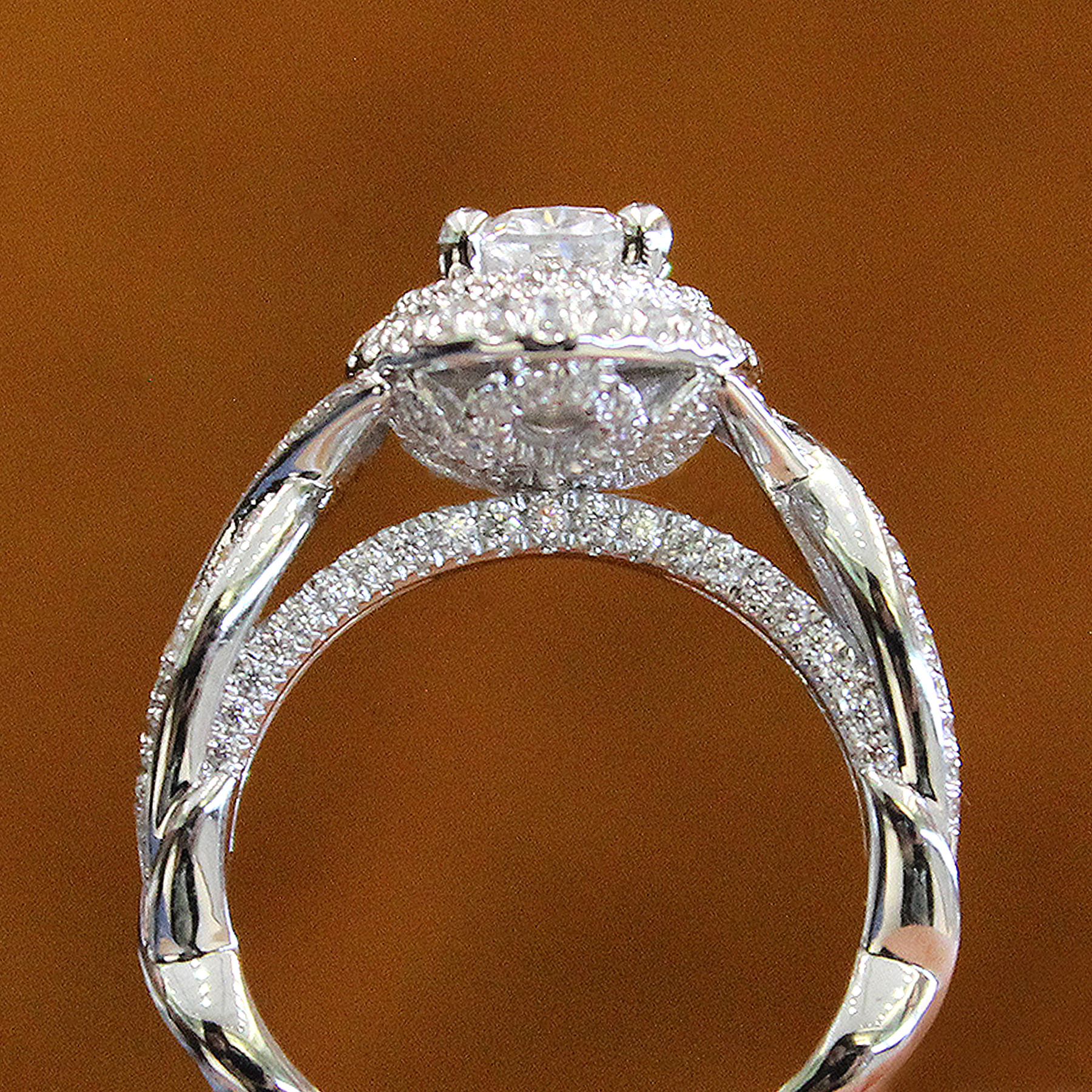 14K White Gold Oval Diamond Engagement Ring angle 