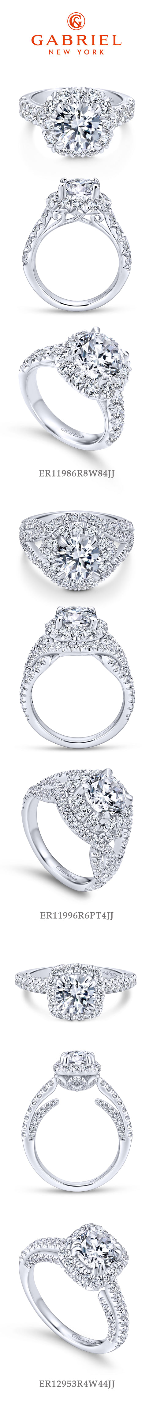 18K White Gold Cushion Halo Round Diamond Engagement Ring angle 