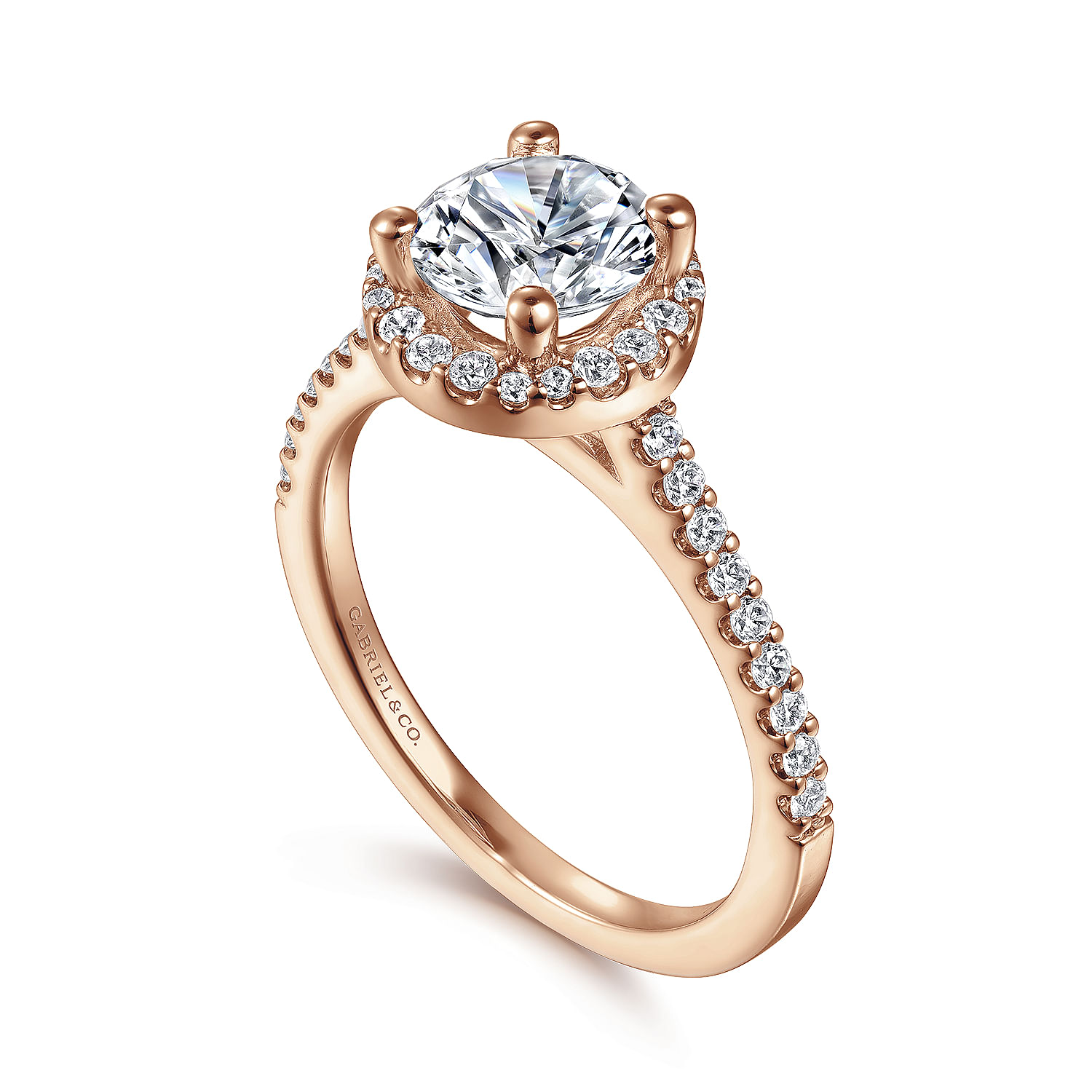 14K Rose Gold Round Halo Diamond Engagement Ring | ER6419K44JJ