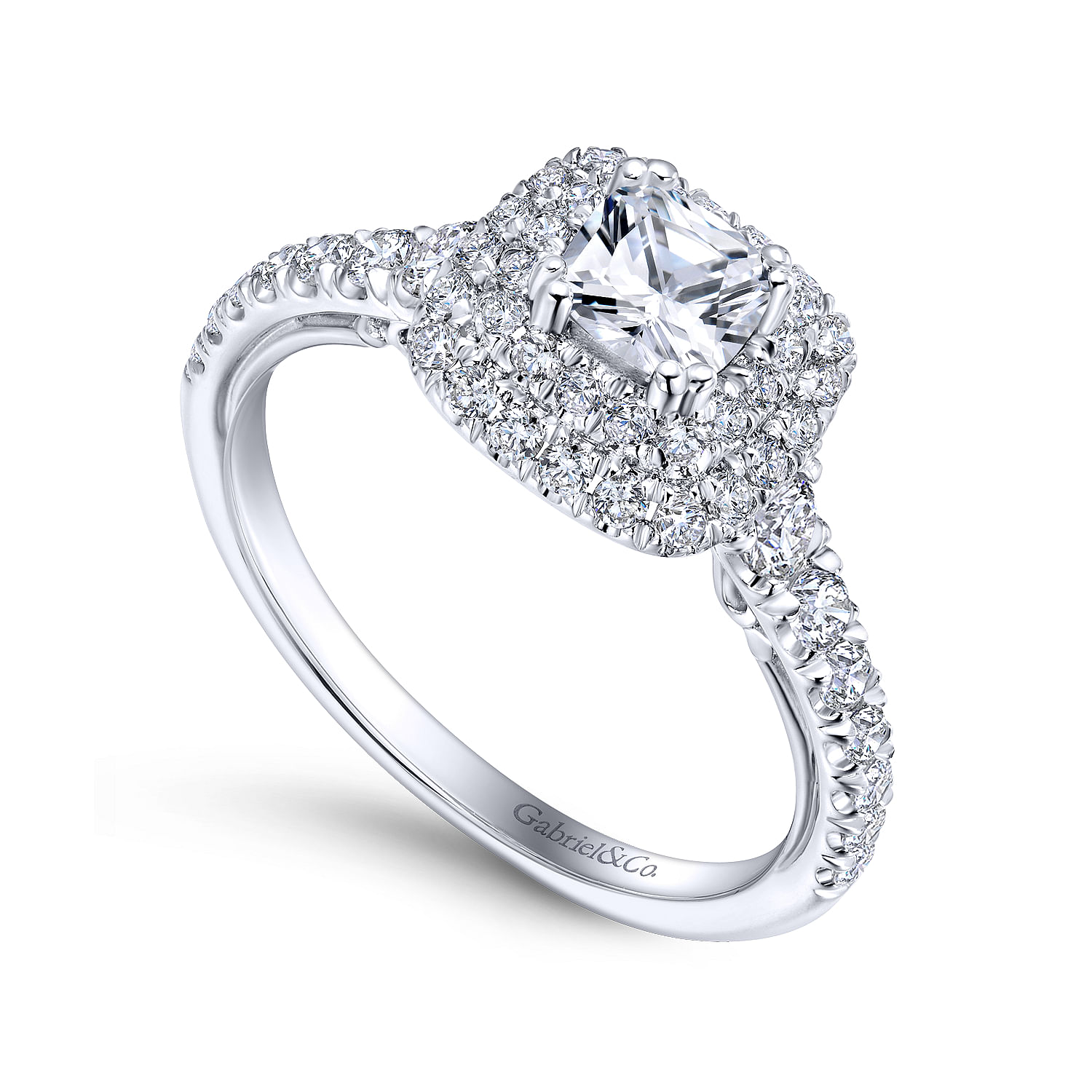 14K White Gold Cushion Halo Diamond Engagement Ring | ER12170C2W44JJ
