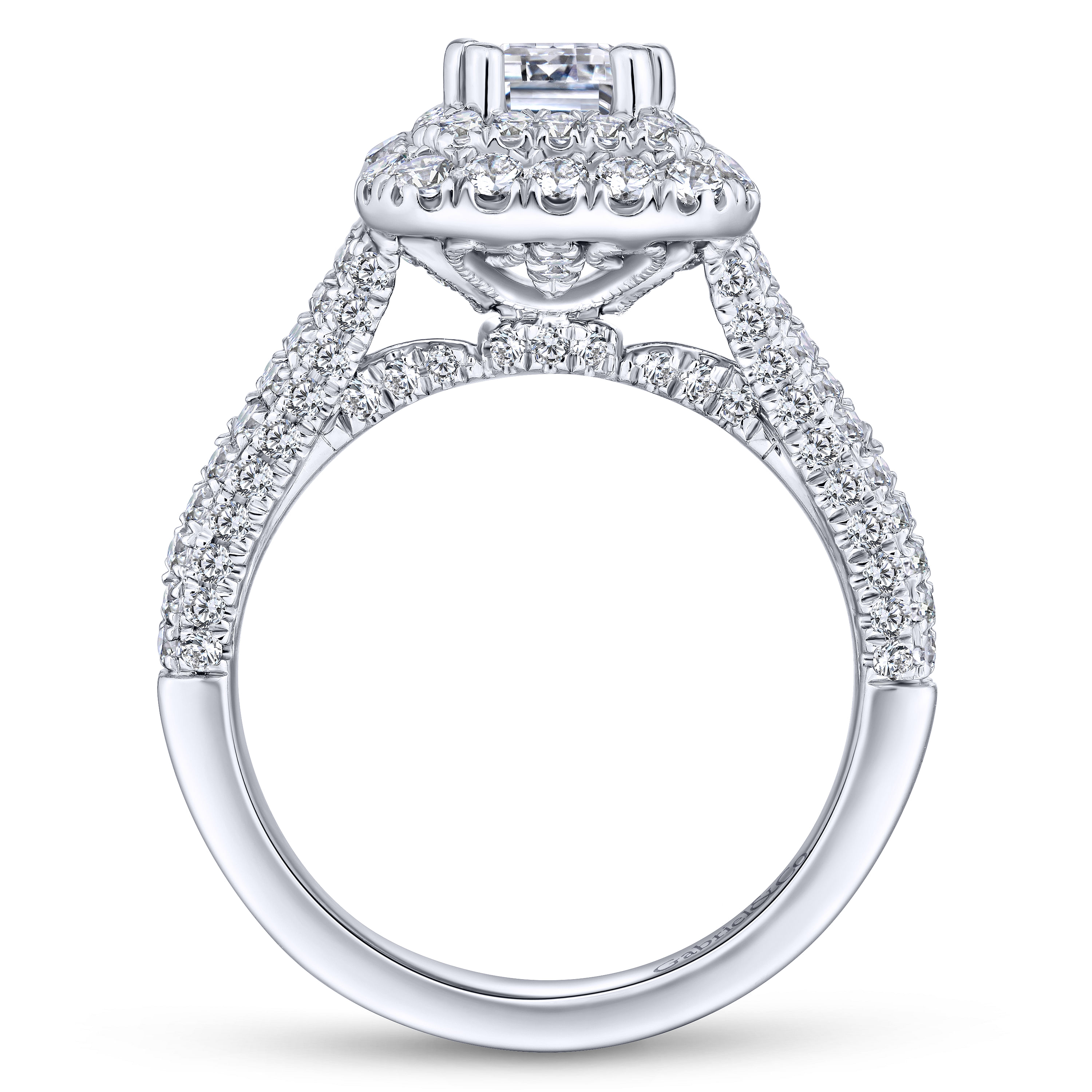 14K White Gold Emerald Cut Diamond Engagement Ring | ER13865E4W44JJ