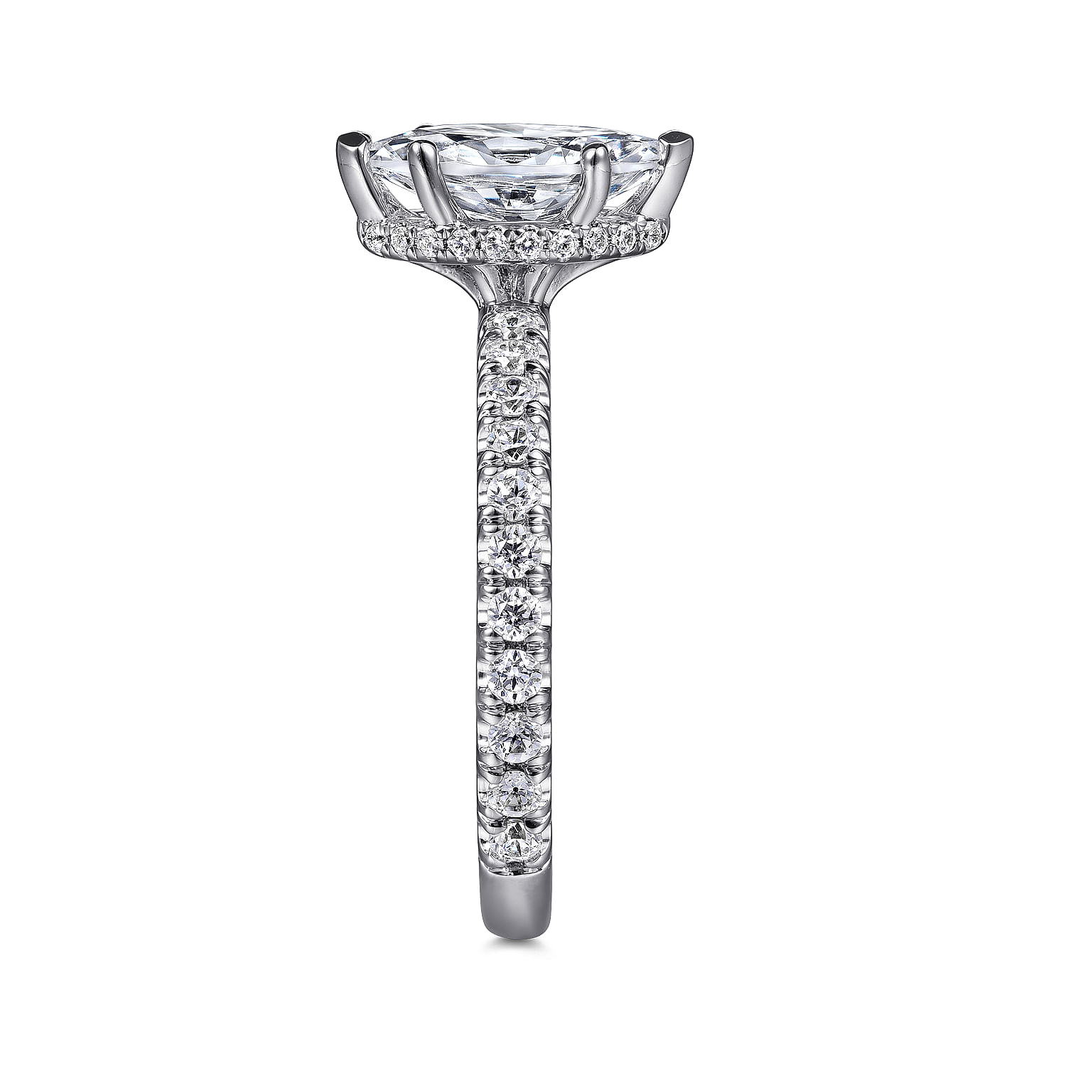 14K White Gold Hidden Halo Marquise Shape Diamond Engagement Ring ...
