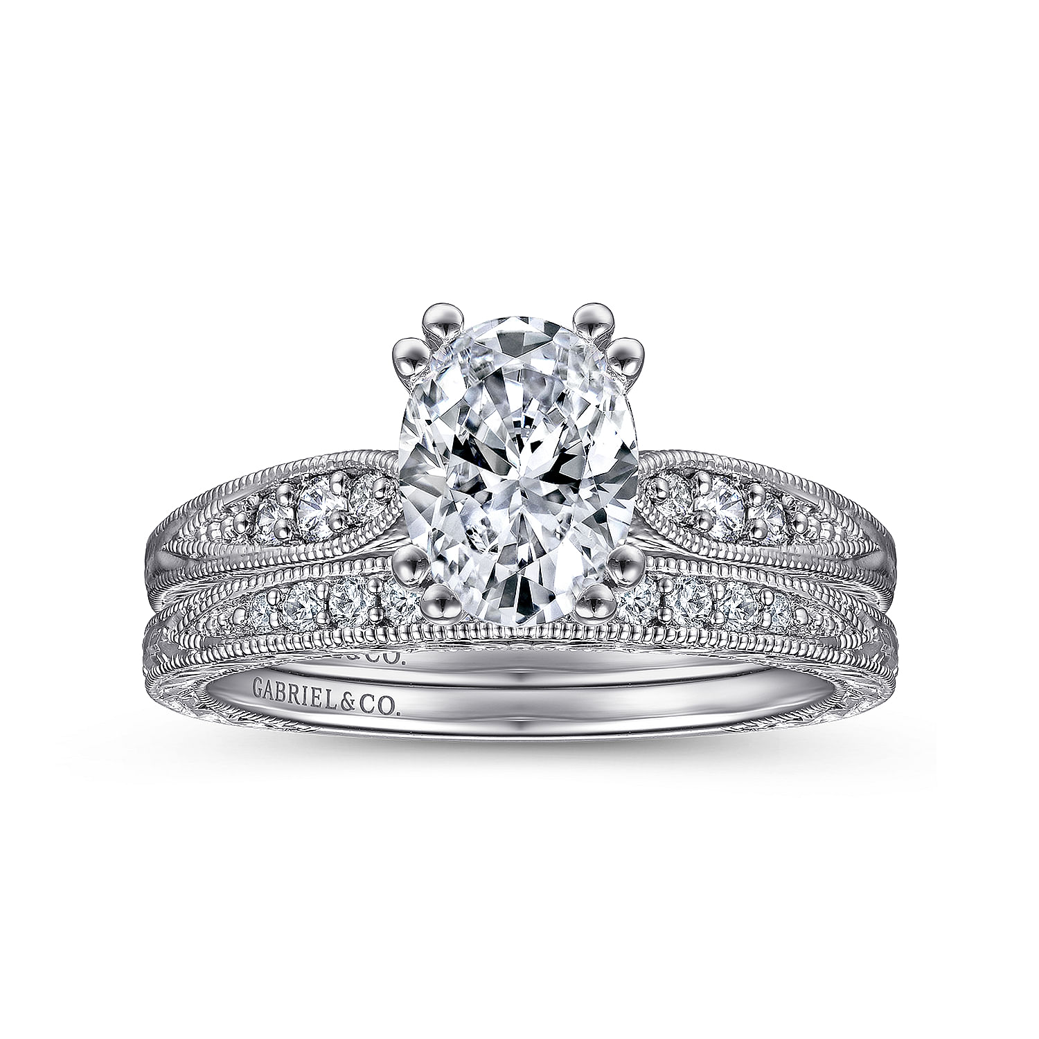 14K White Gold Oval Diamond Engagement Ring | ER11827O4W44JJ