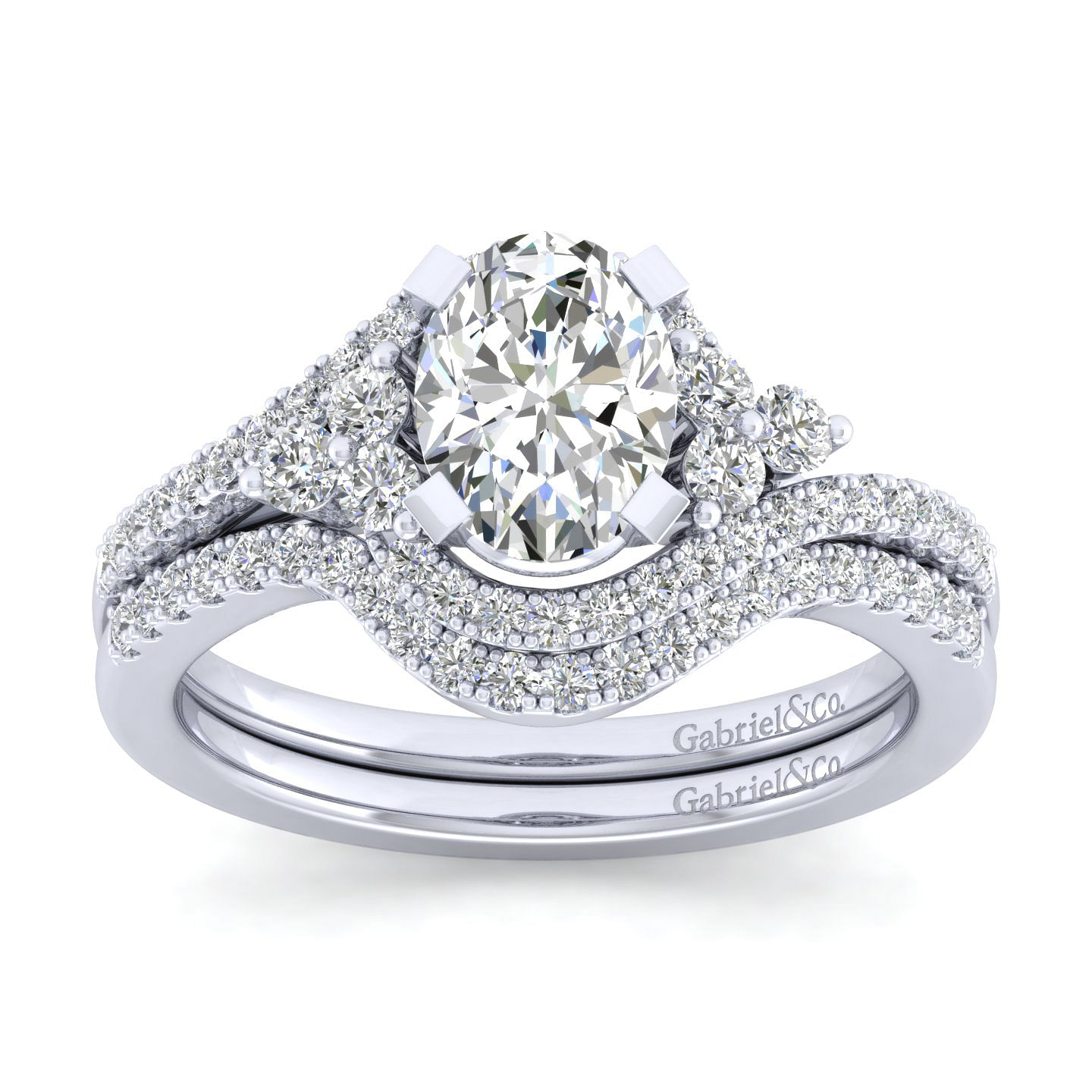 14K White Gold Oval Diamond Engagement Ring | ER5330O4W44JJ