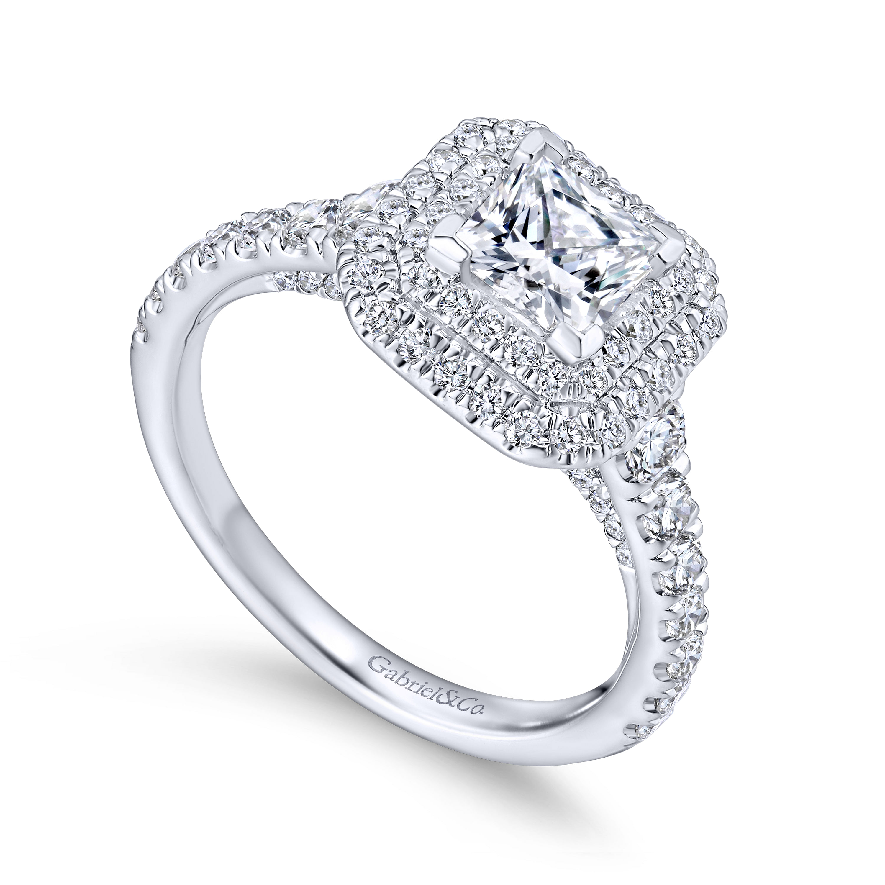 14K White Gold Princess Cut Diamond Engagement Ring | ER12763S3W44JJ