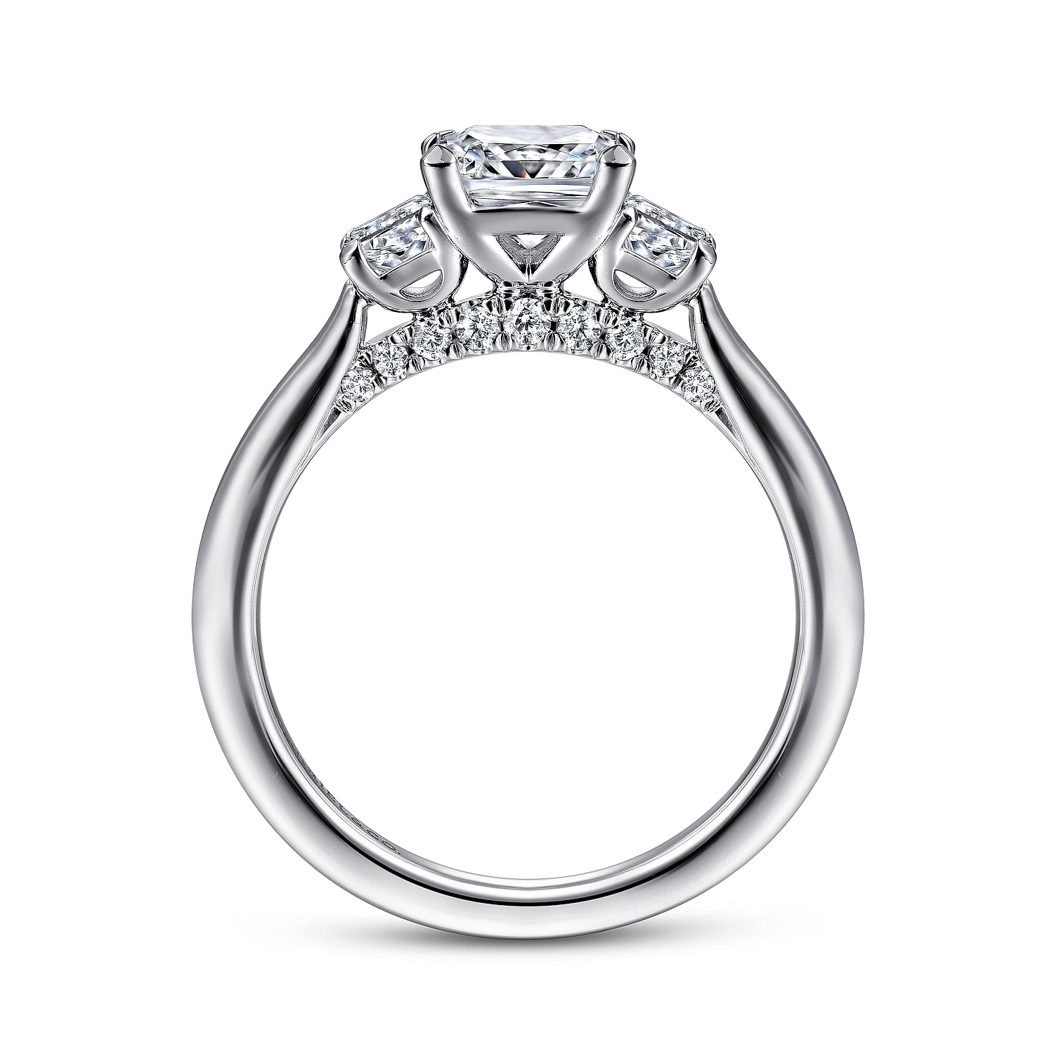 14K White Gold Princess Cut Three Stone Diamond Engagement Ring ...