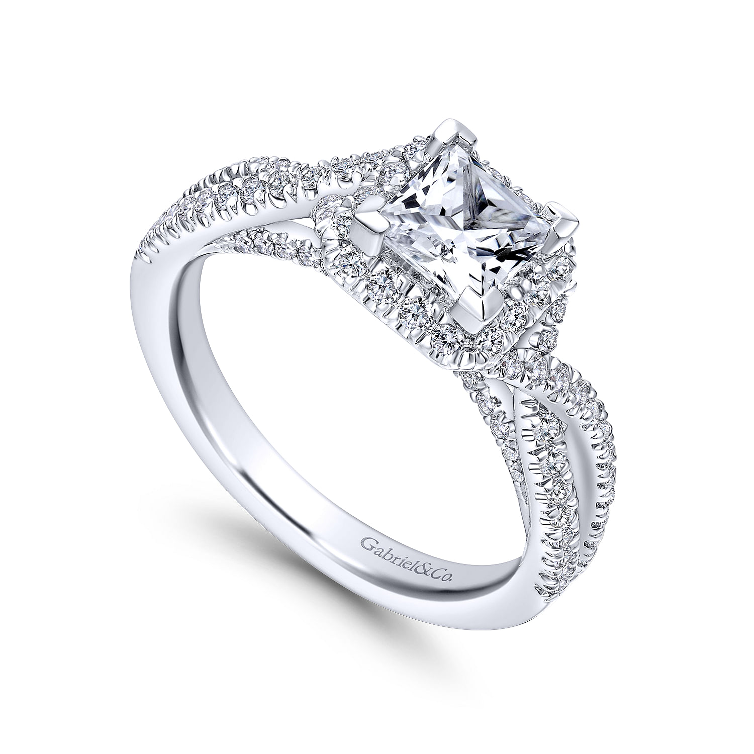 14K White Gold Princess Halo Diamond Engagement Ring | ER12600S3W44JJ