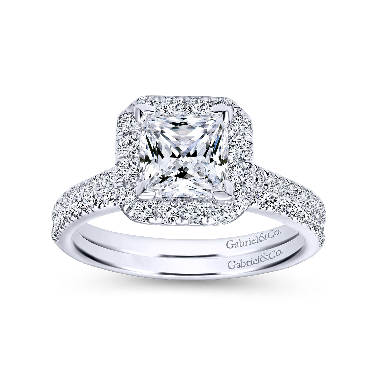14K White Gold Princess Halo Diamond Engagement Ring | ER7266W44JJ