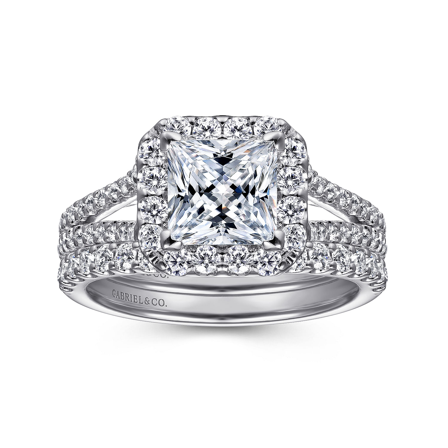 14K White Gold Princess Halo Diamond Engagement Ring | ER7277W44JJ