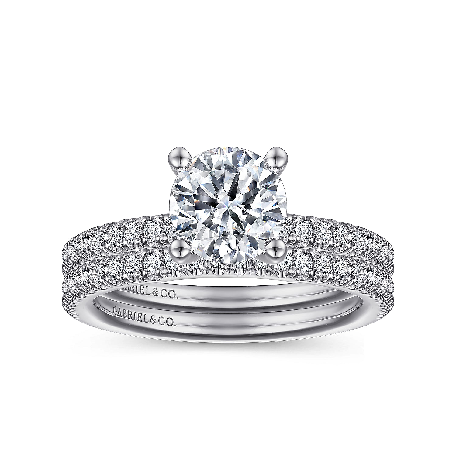 14K White Gold Round Diamond Engagement Ring | ER13903R4W44JJ