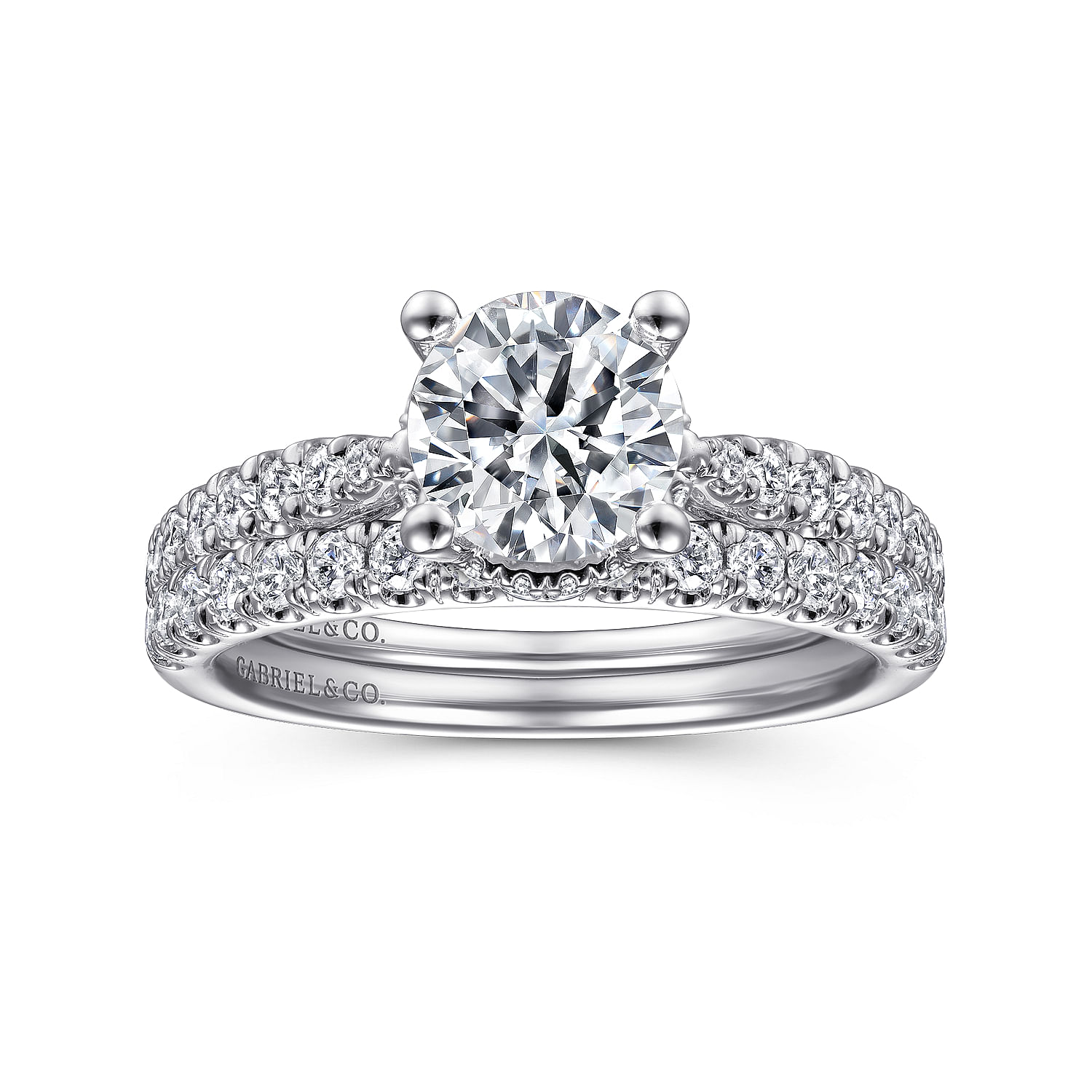 14K White Gold Round Diamond Engagement Ring | ER14398R4W44JJ