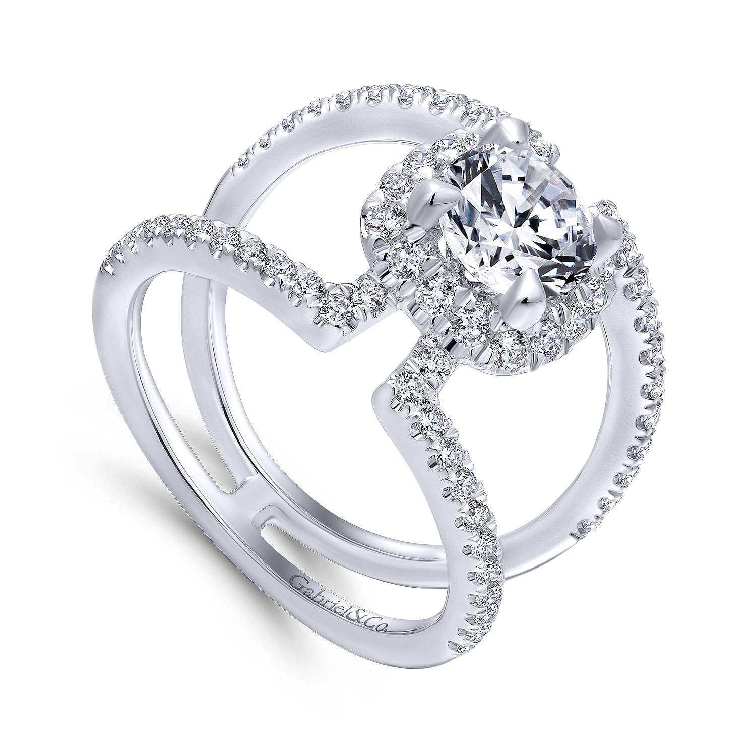 14K White Gold Round Halo Diamond Engagement Ring | ER12641R4W44JJ