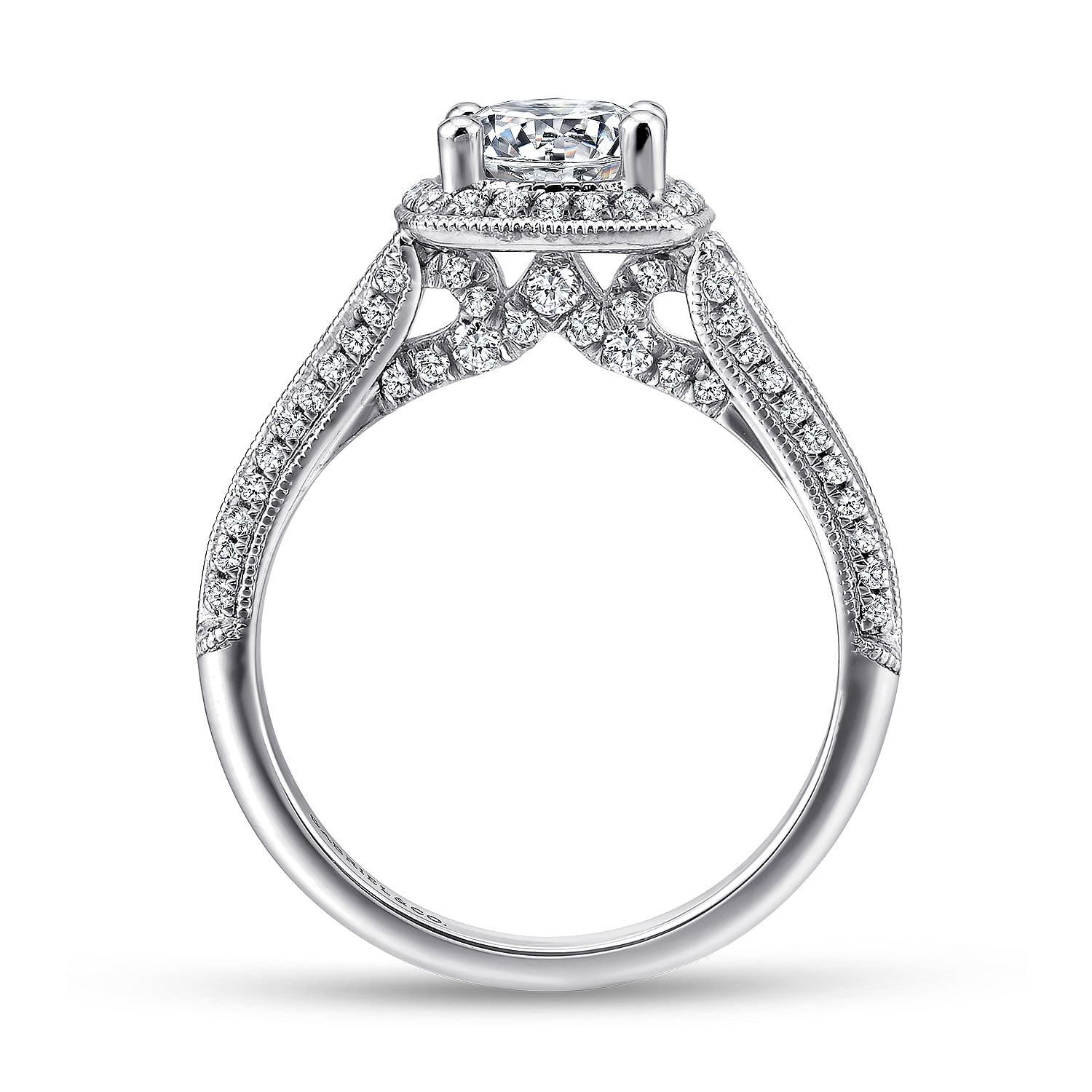 14K White Gold Round Halo Diamond Engagement Ring | ER12809R4W44JJ