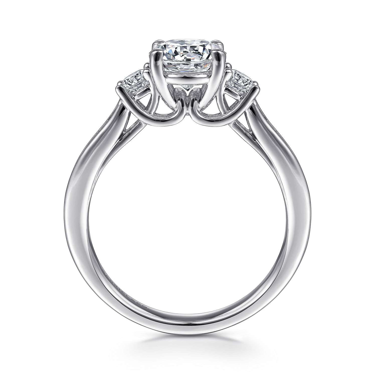14K White Gold Round Three Stone Diamond Engagement Ring | ER7473W44JJ