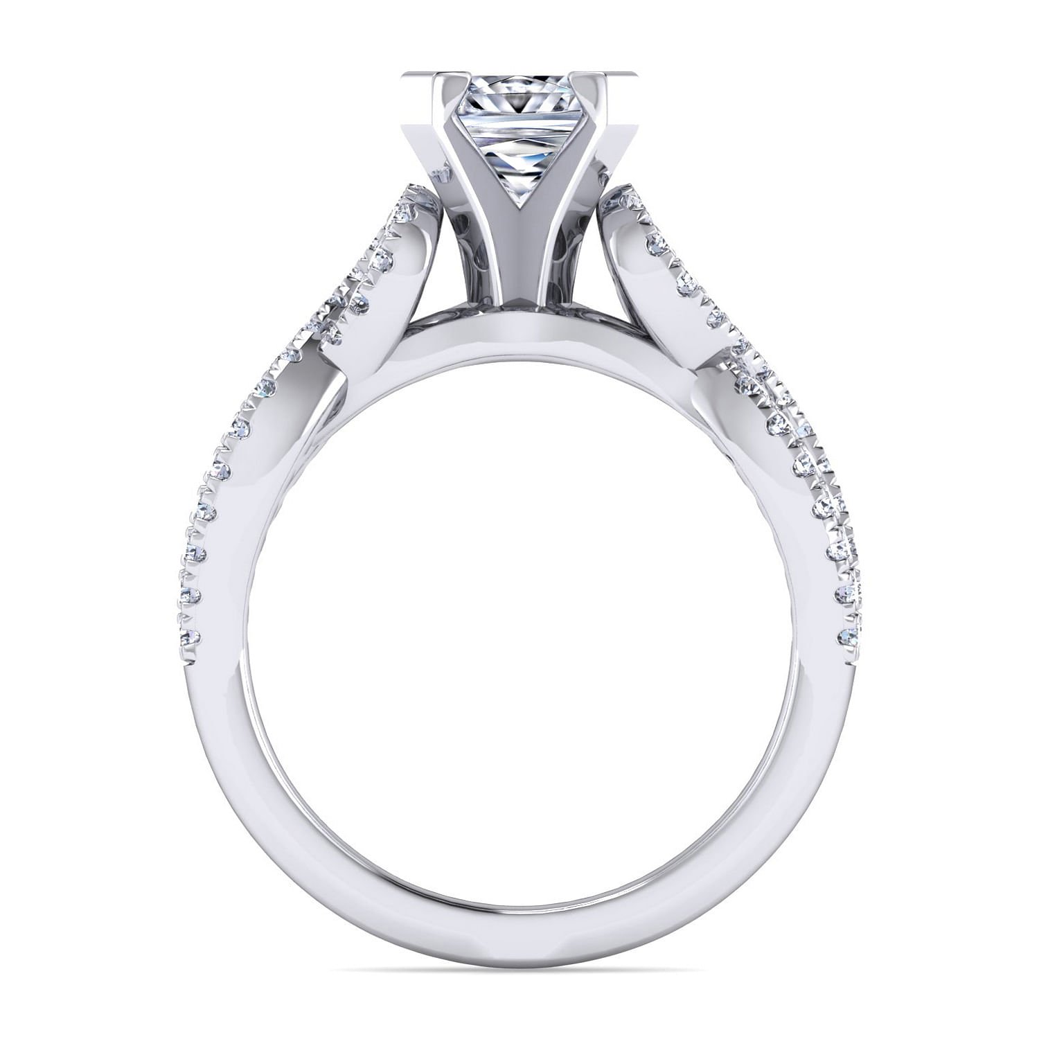 14K White Gold Twisted Princess Cut Diamond Engagement Ring | ER7805S4W44JJ