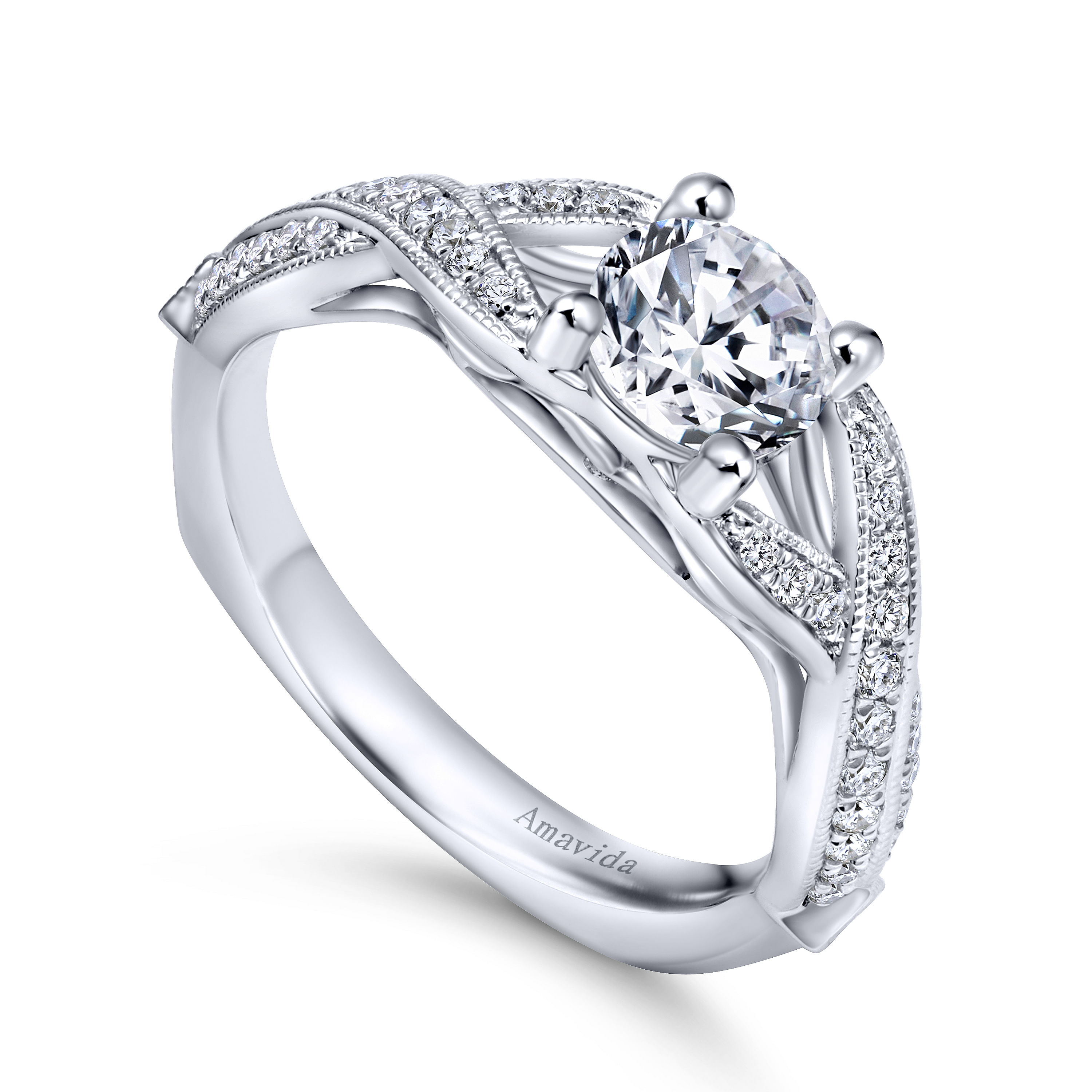 18K White Gold Round Diamond Engagement Ring | ER11766R3W83JJ