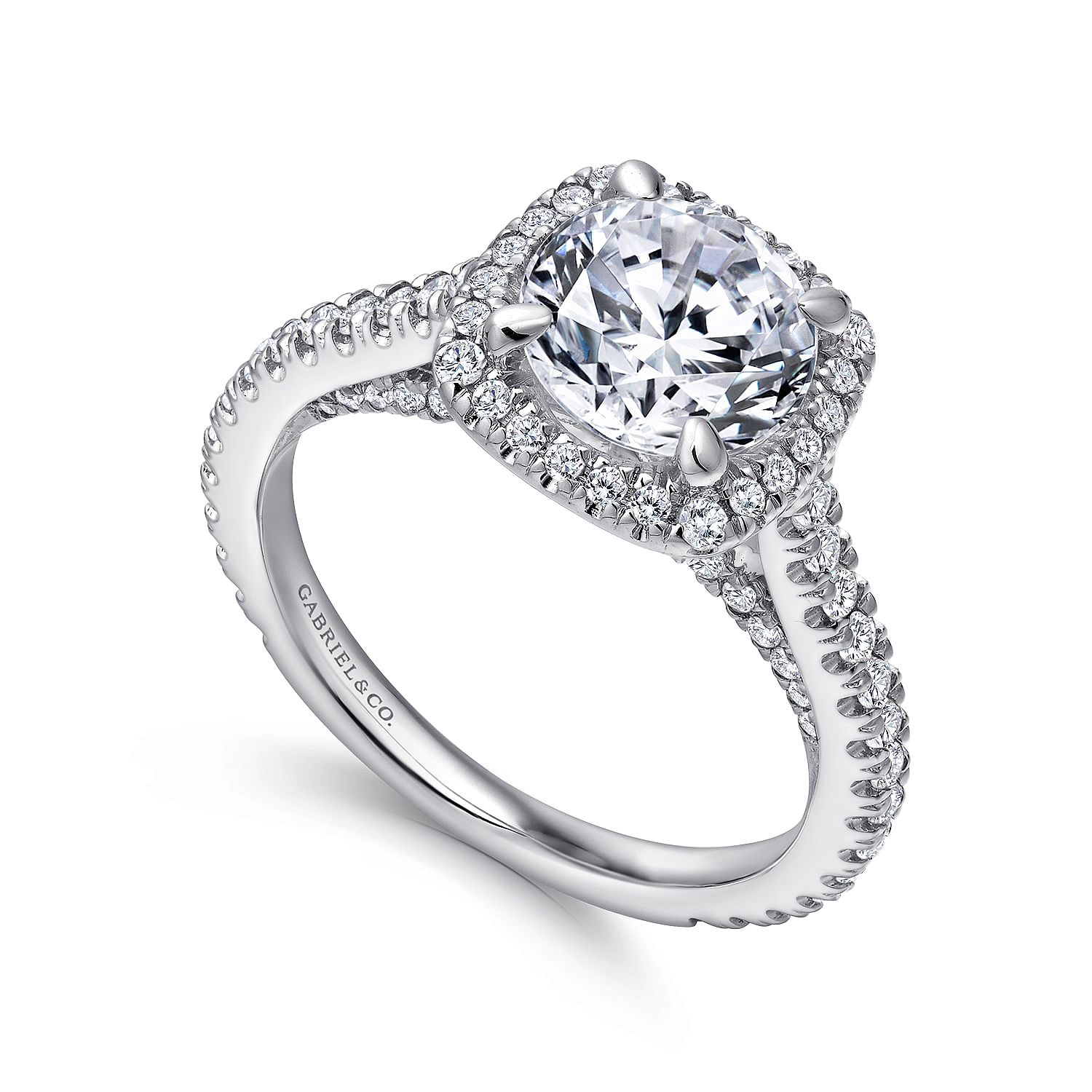 18K White Gold Round Halo Diamond Engagement Ring | ER12875R6W83JJ