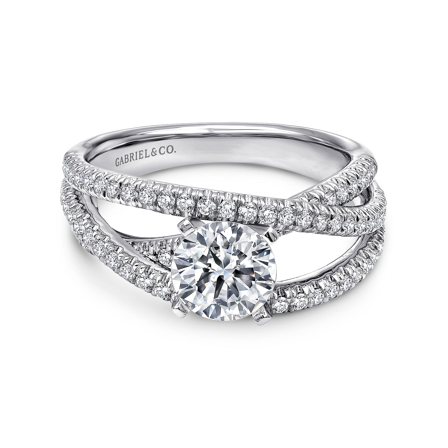 Platinum Round Free Form Diamond Engagement Ring | ER10204PT4JJ
