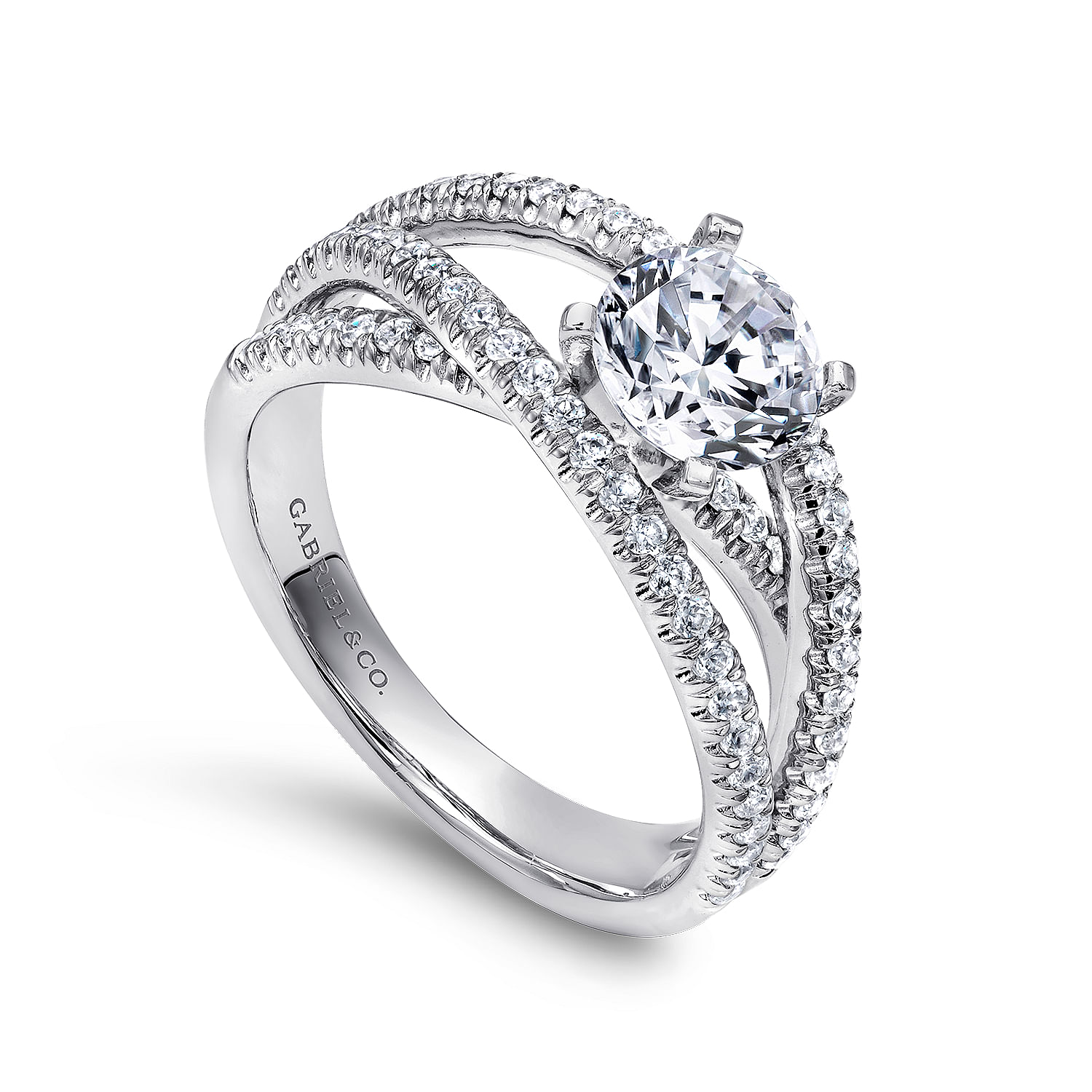 Platinum Round Free Form Diamond Engagement Ring | ER10204PT4JJ
