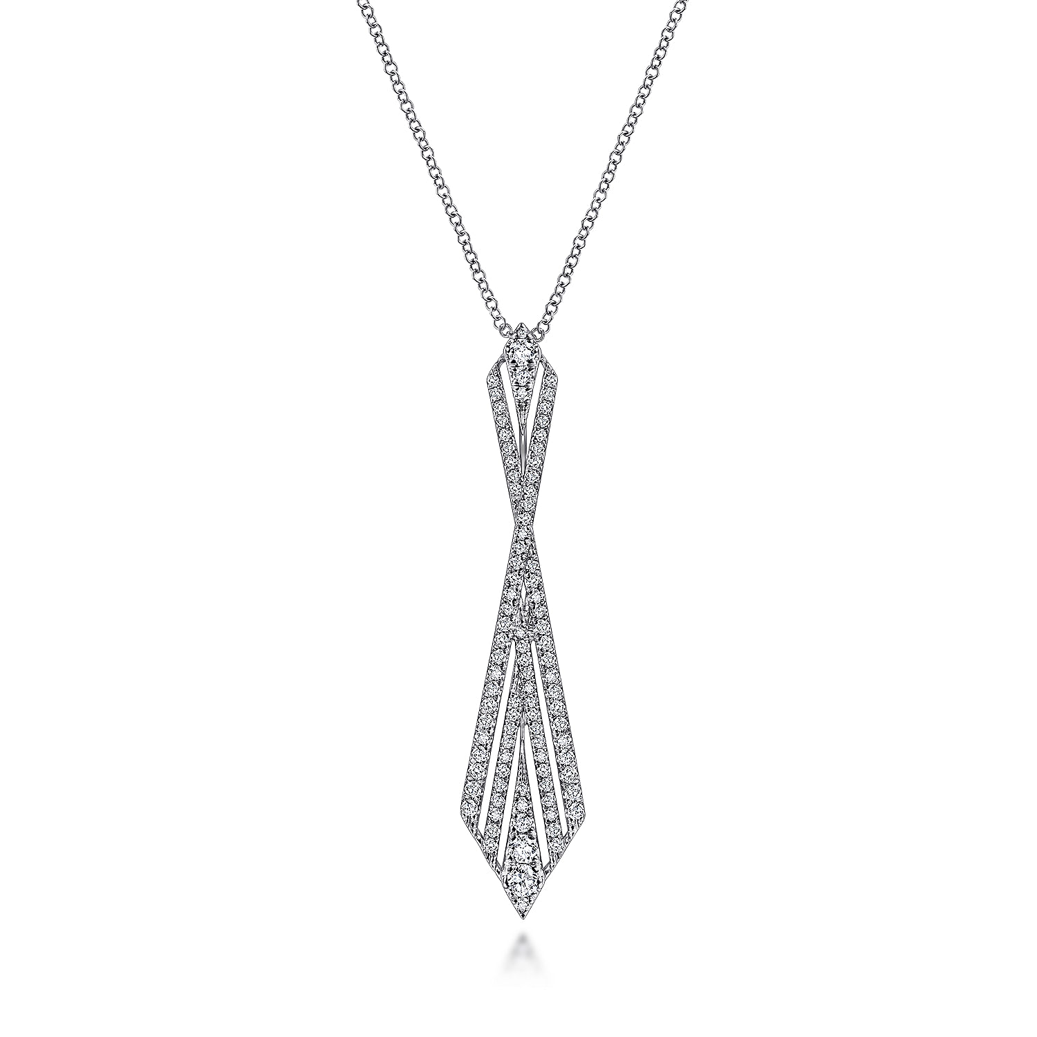 14K White Gold Abstract Diamond Pendant Necklace