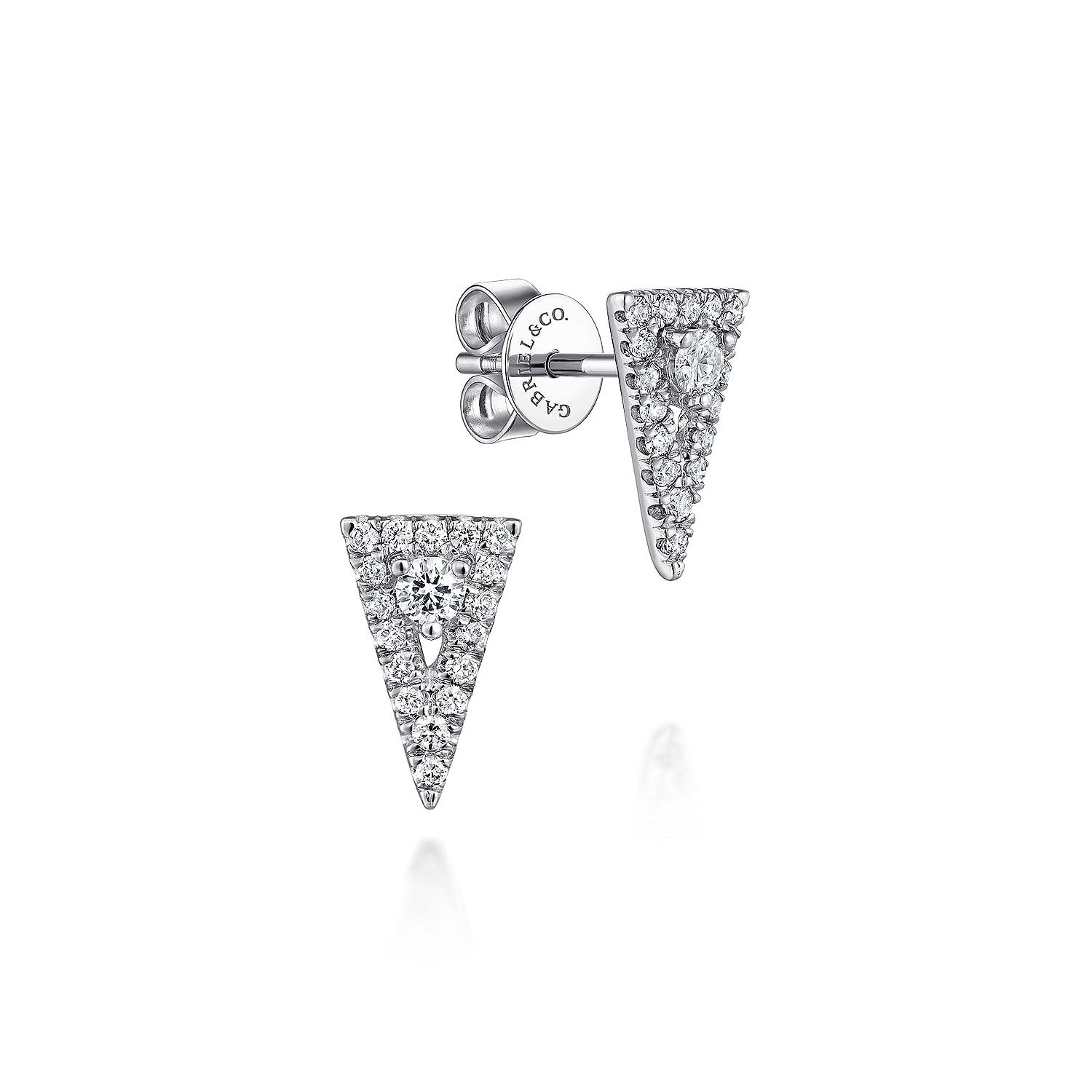 14K White Gold Cluster Triangle Diamond Stud Earrings