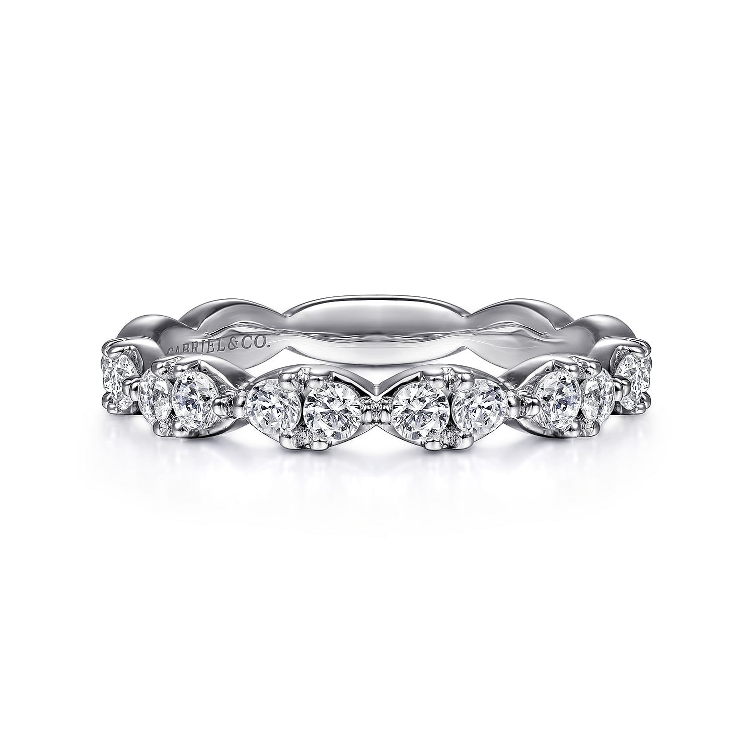 14K White Gold Diamond Cluster Stackable Ring