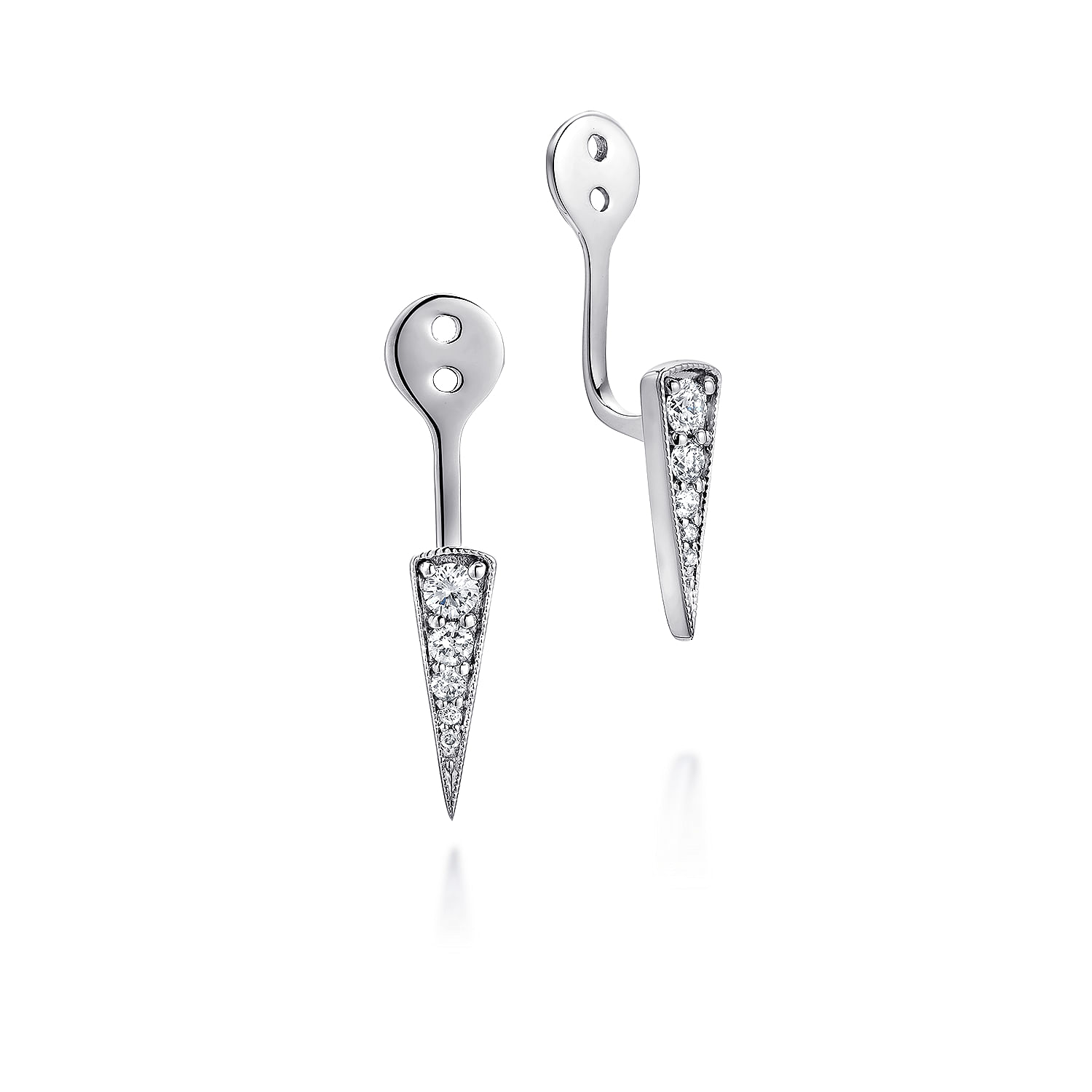 14K White Gold Diamond Spike Enhancer Earrings