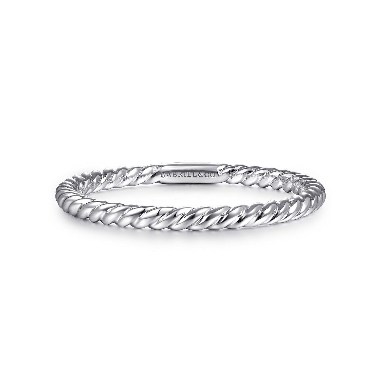 14K White Gold Twisted Rope Stackable Wedding Band