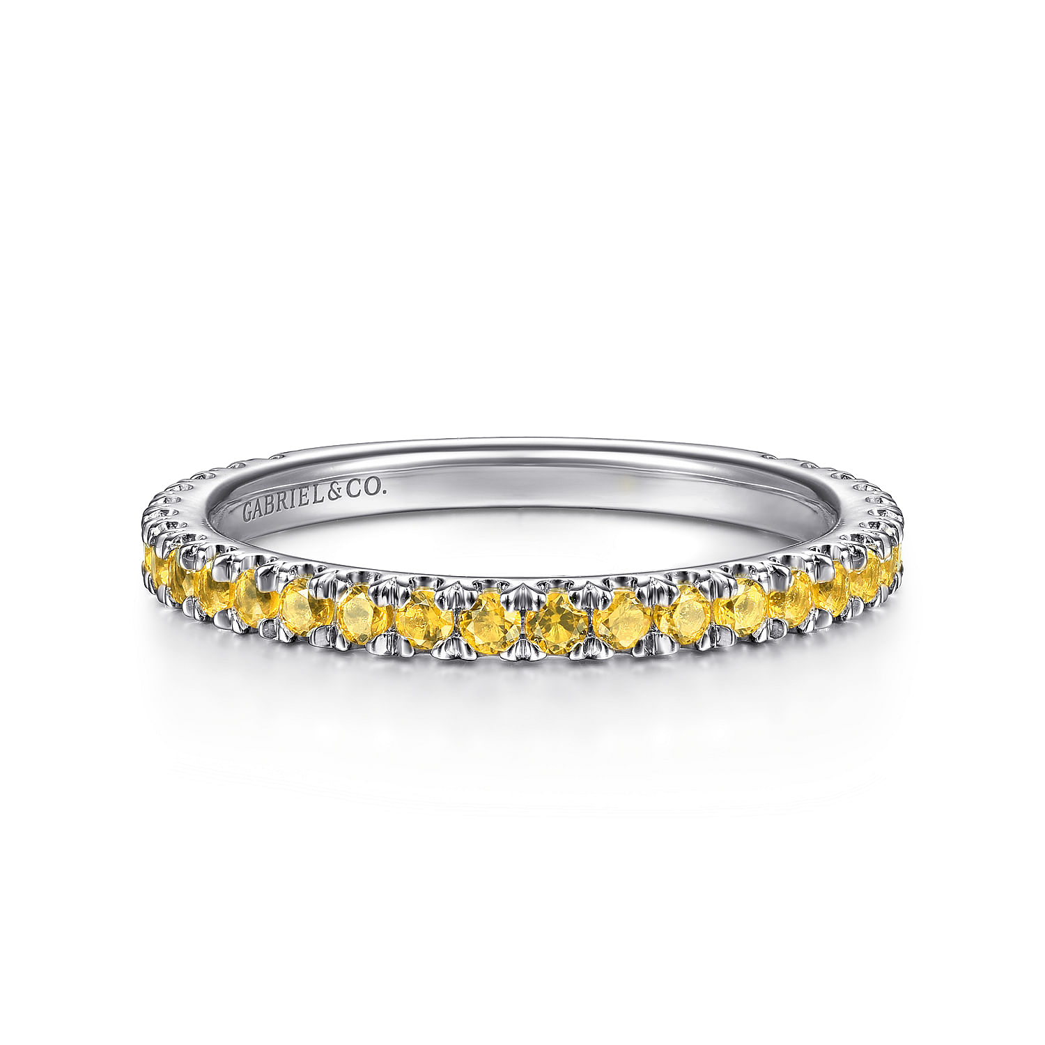 14K White Gold Yellow Sapphire Stackable Ring