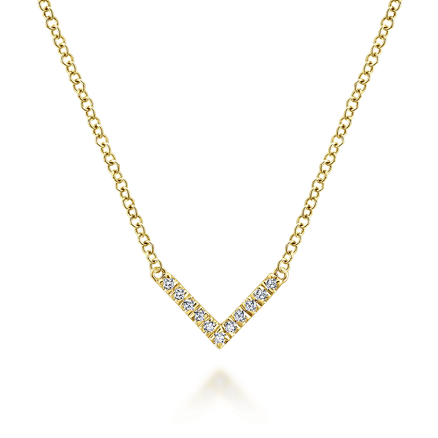 14K Yellow Gold Diamond Chevron Necklace