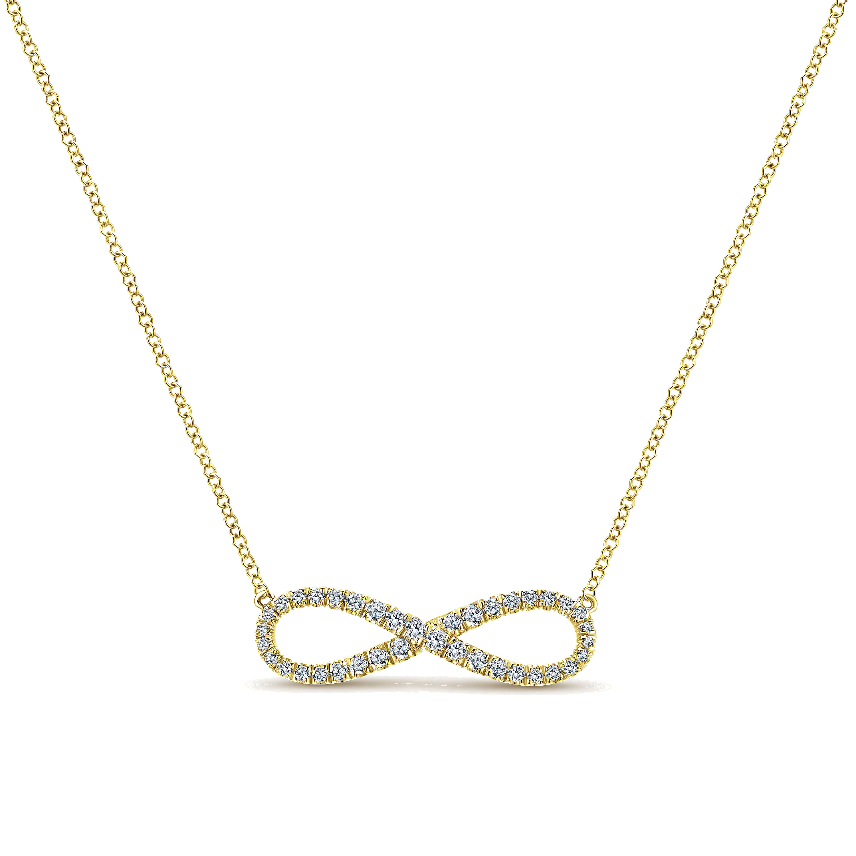 14K Yellow Gold Diamond Infinity Symbol Pendant Necklace