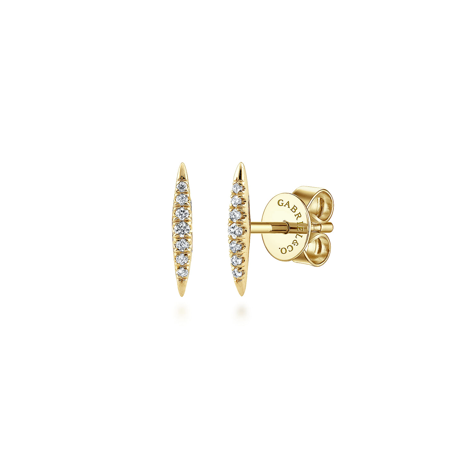 14K Yellow Gold Pave Diamond Spiked Stud Earrings