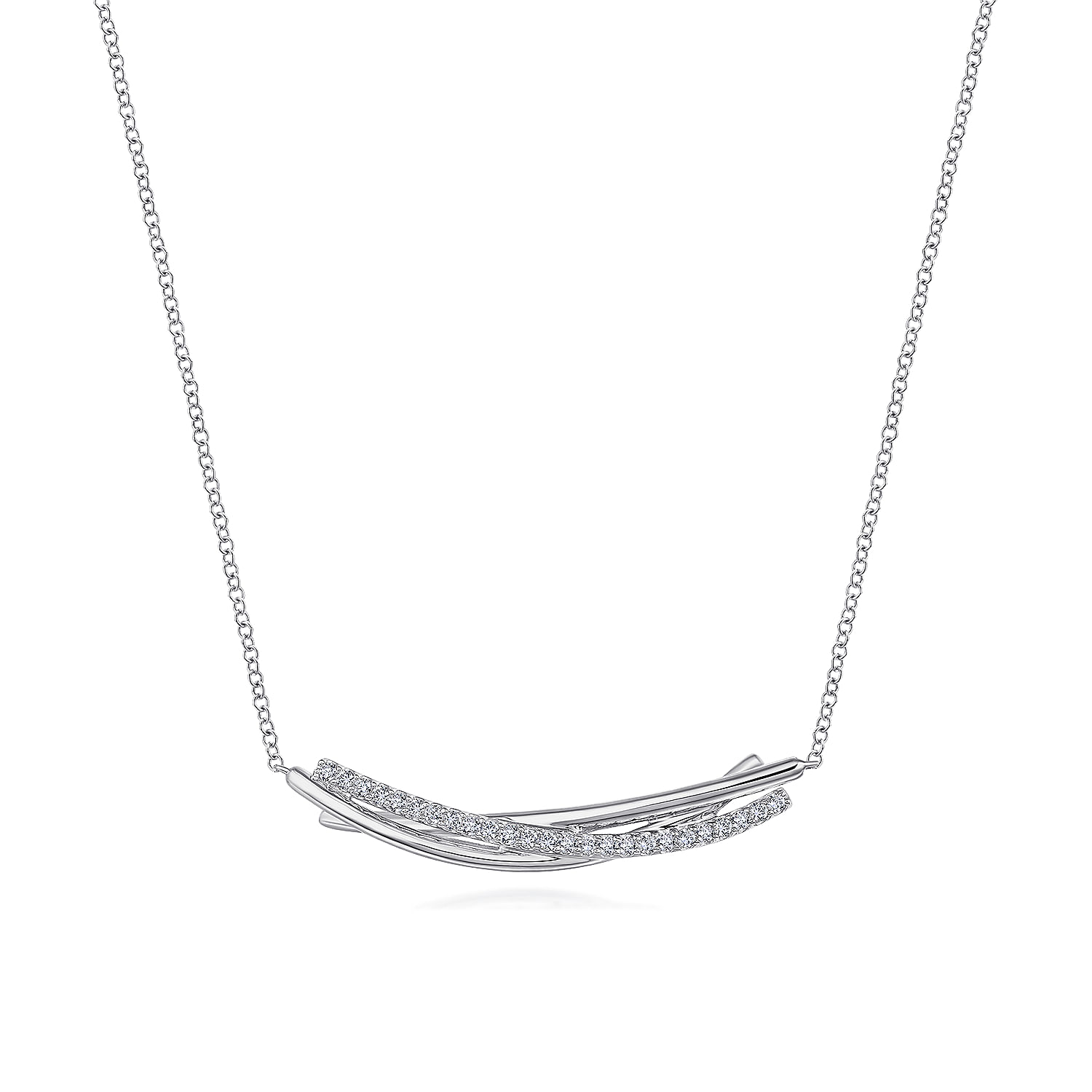925 Sterling Silver White Sapphire Bar Necklace