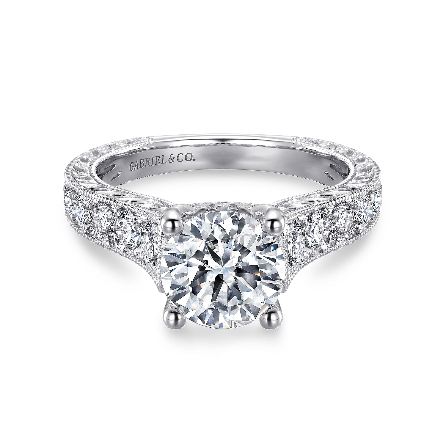 Abigail - 14K White Gold Round Diamond Engagement Ring