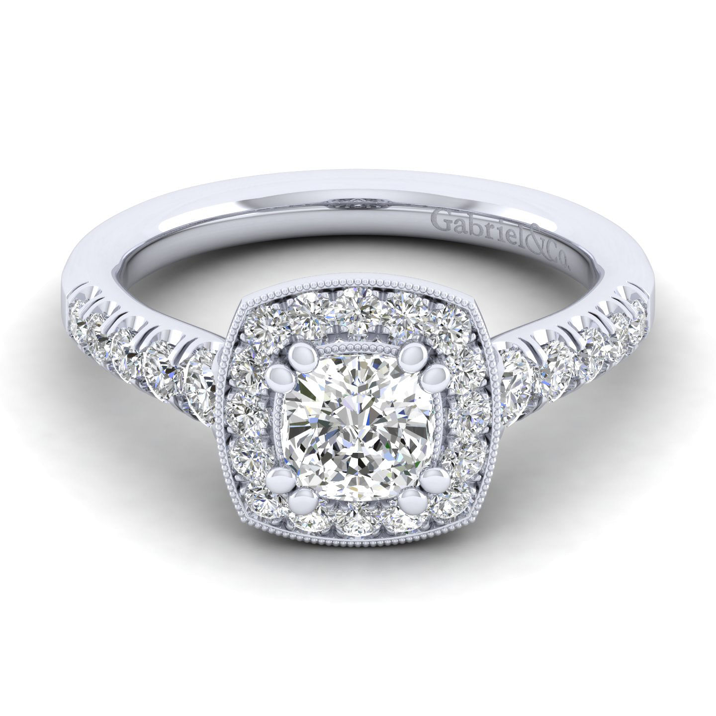 Addison - 14K White Gold Cushion Halo Diamond Engagement Ring