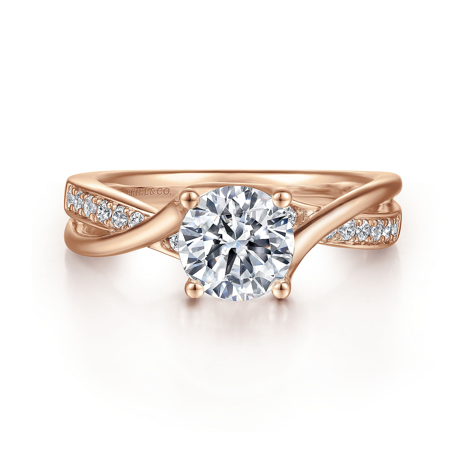 Aleesa - 14K Rose Gold Twisted Round Diamond Engagement Ring