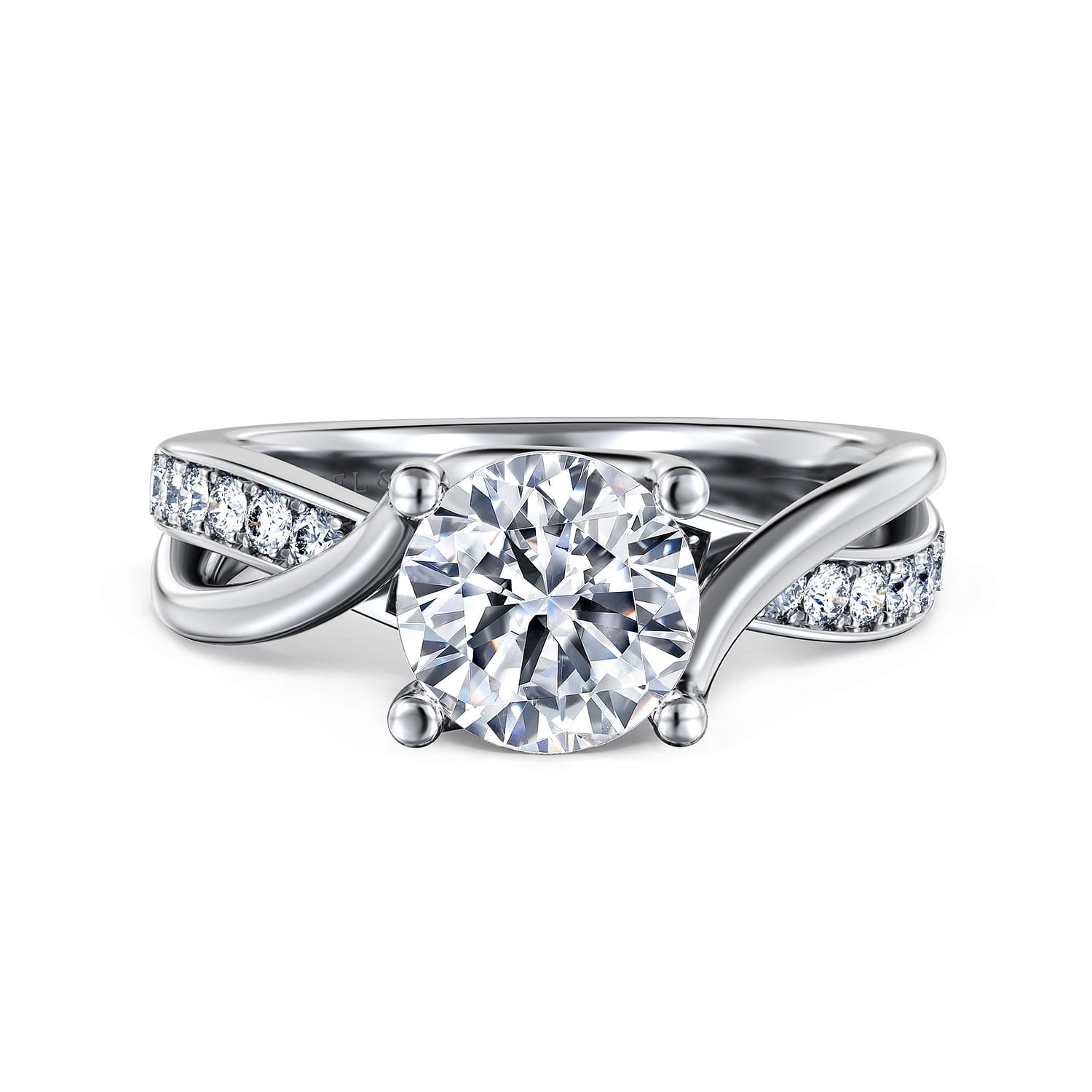 Aleesa - 14K White Gold Round Twisted Diamond Engagement Ring