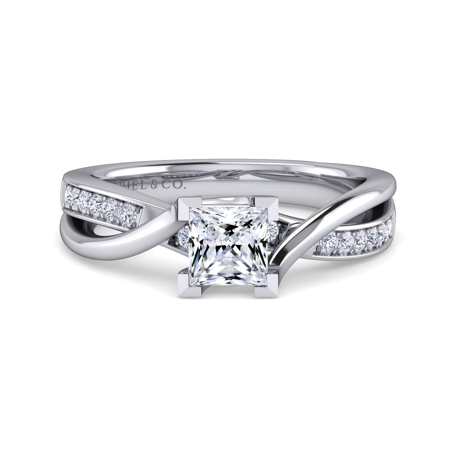 Aleesa - Platinum Twisted Princess Cut Diamond Engagement Ring