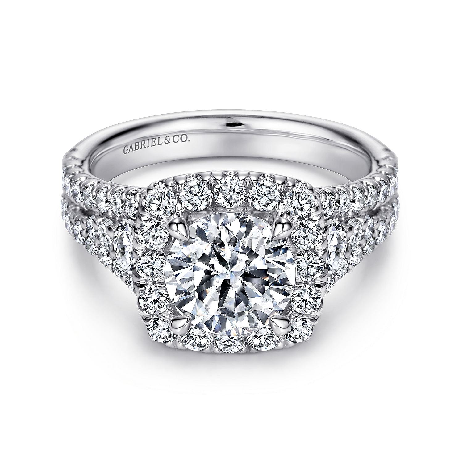 Alexia - 14K White Gold Round Halo Diamond Engagement Ring