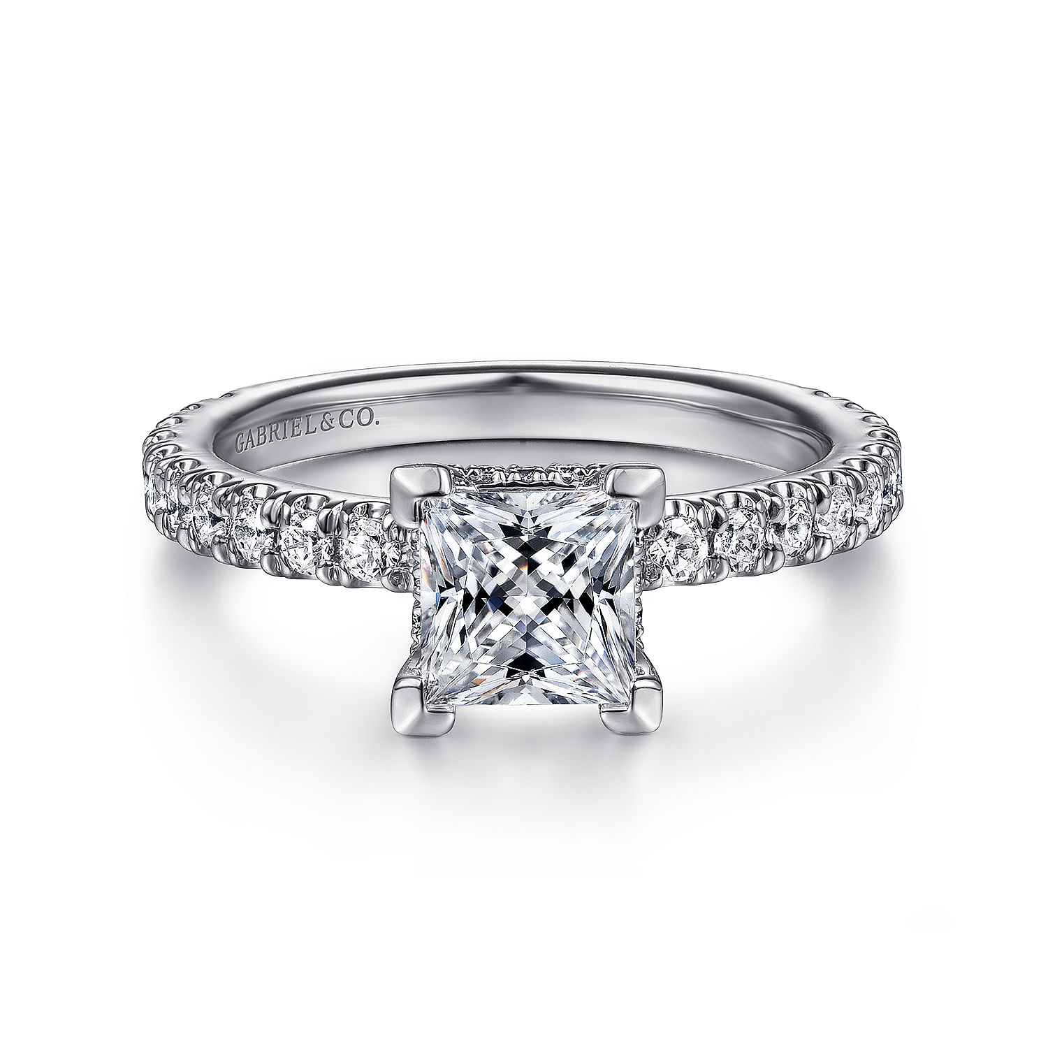 Alina - 14K White Gold Hidden Halo Princess Cut Diamond Engagement Ring