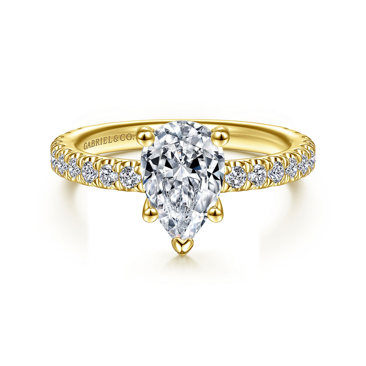 Alina - 14K Yellow Gold Hidden Halo Pear Shape Diamond Engagement Ring