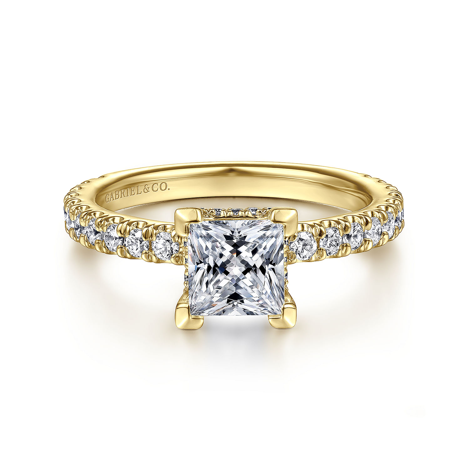 Alina - 14K Yellow Gold Hidden Halo Princess Cut Diamond Engagement Ring
