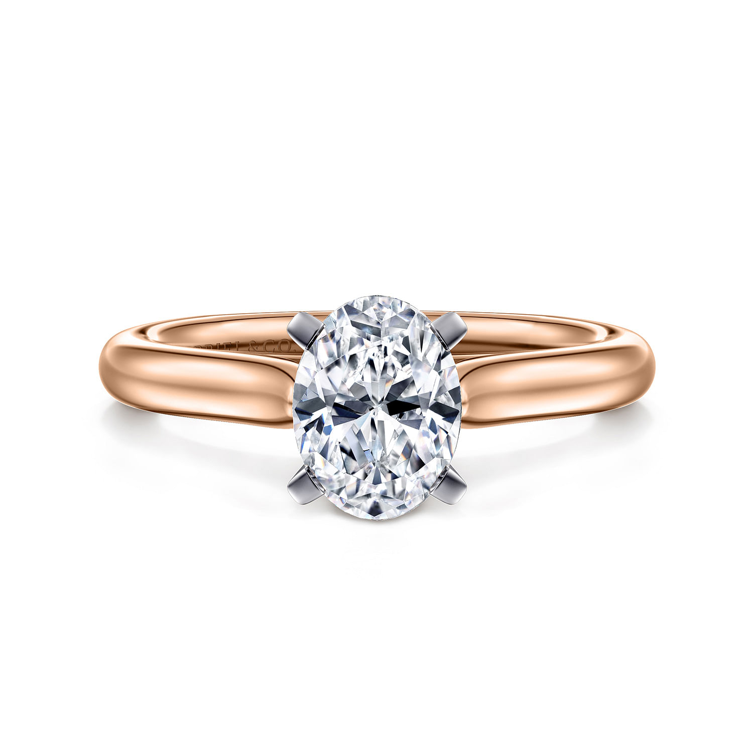 Allie - 14K White-Rose Gold Oval Diamond Engagement Ring