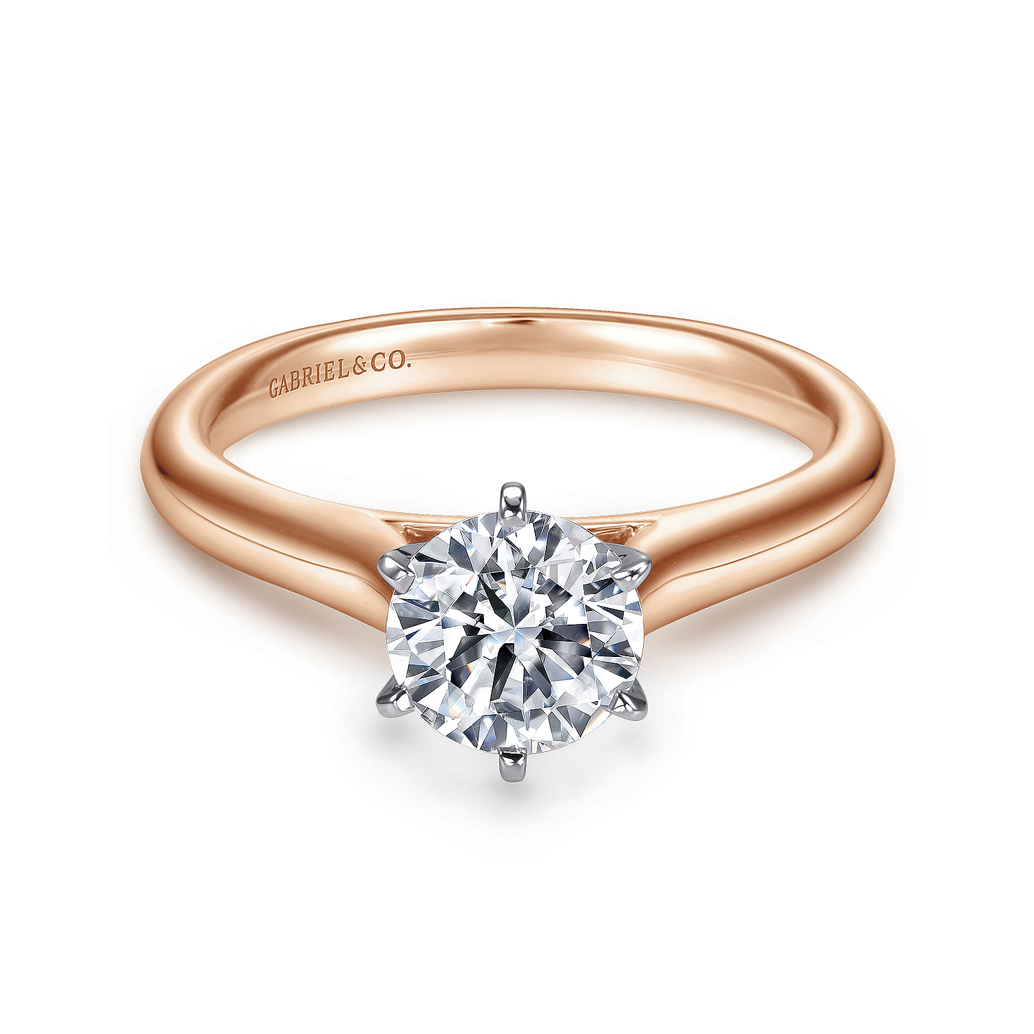 Allie - 14K White-Rose Gold Round Diamond Engagement Ring