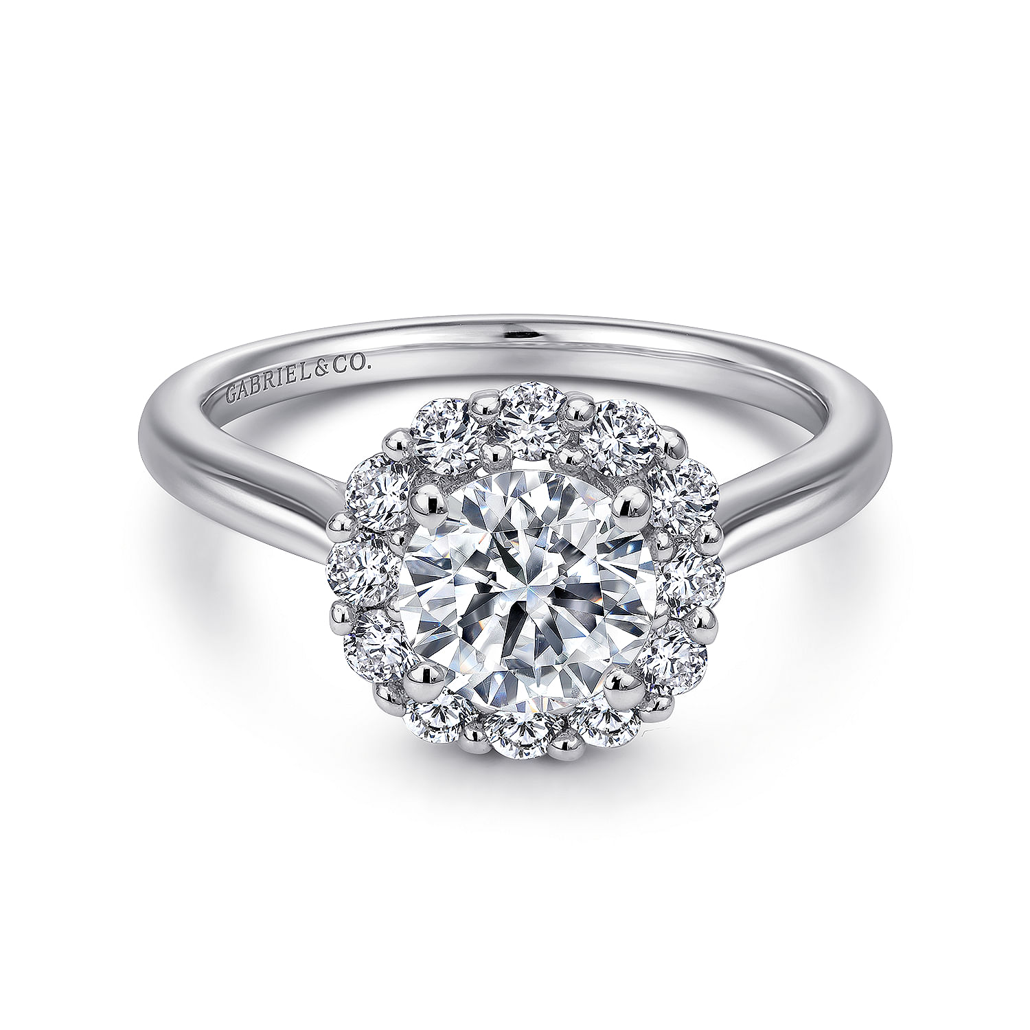 Althea - 14K White Gold Round Halo Diamond Engagement Ring