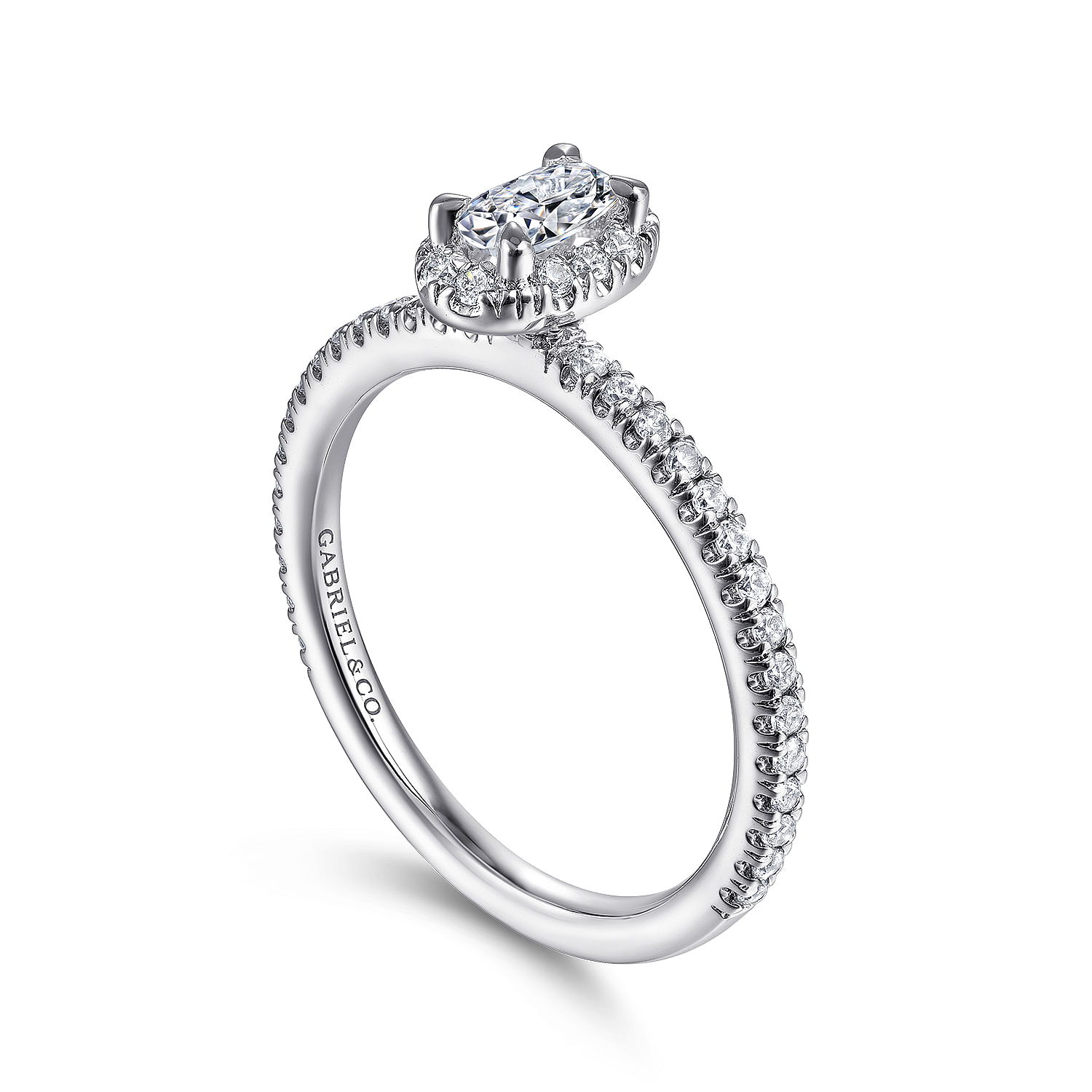 Amaya - 14K White Gold Oval Halo Diamond Engagement Ring