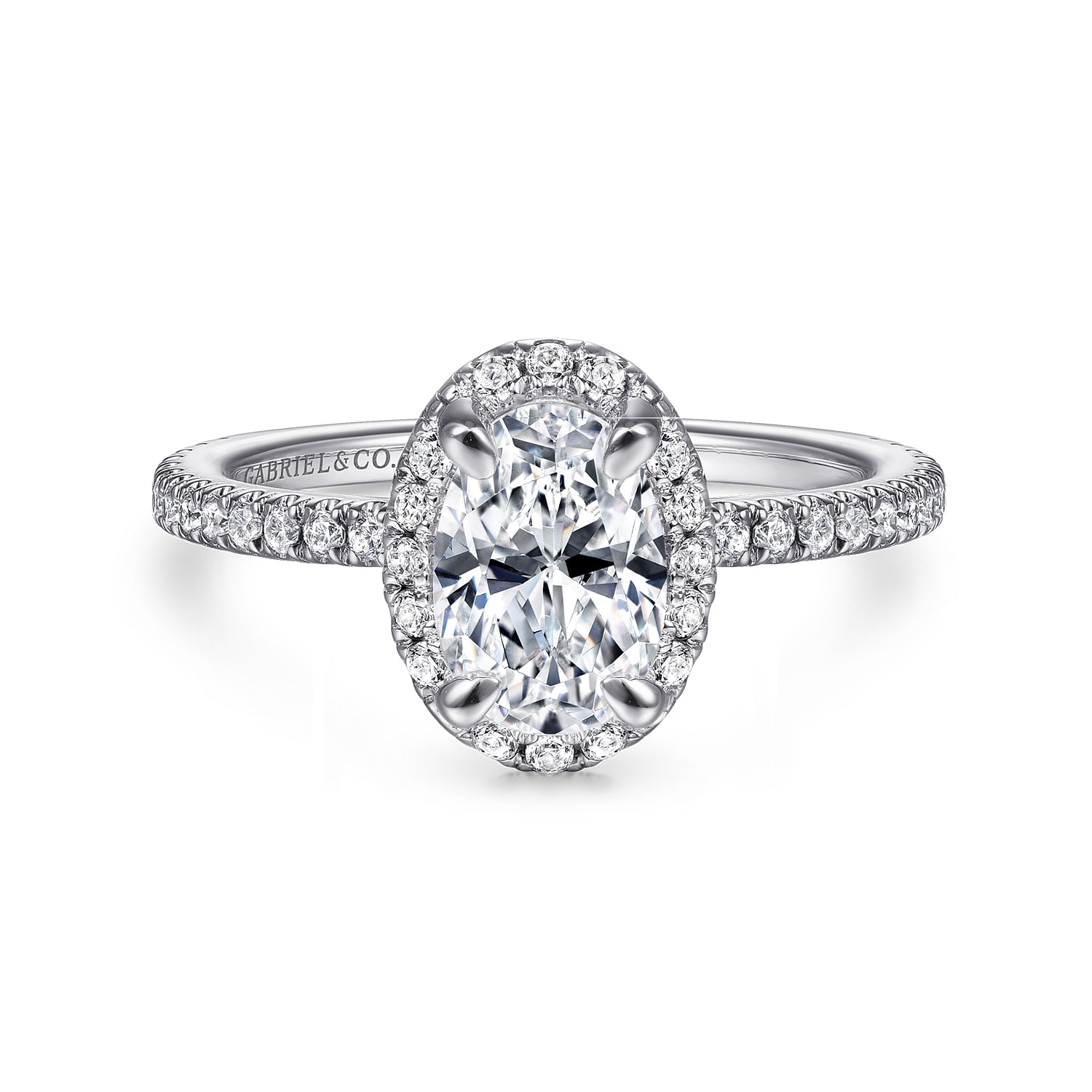 Amaya - 14K White Gold Oval Halo Diamond Engagement Ring