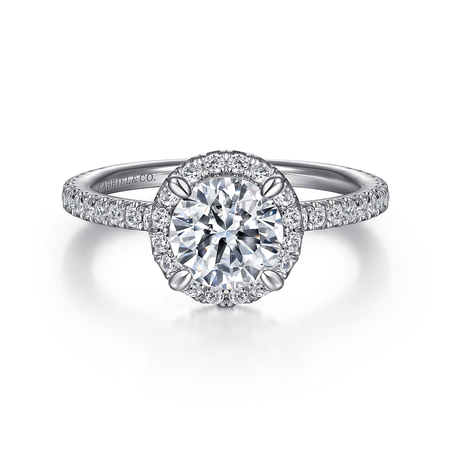 Amaya - 14K White Gold Round Halo Diamond Engagement Ring