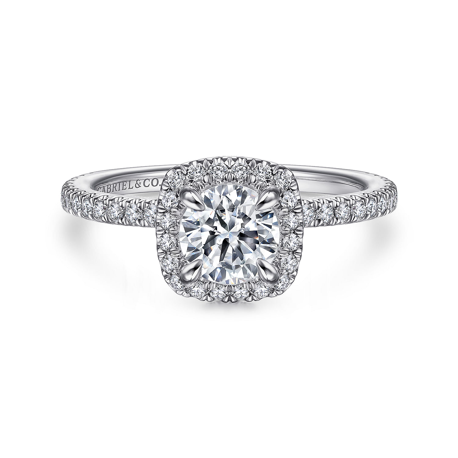 Amaya - 14K White Gold Round Halo Diamond Engagement Ring